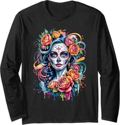 Halloween Dia De Los Muertos Sugar Skull Tees