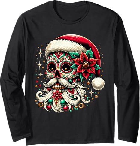 Mexican Christmas Sugar Skull Santa Xmas Men Women