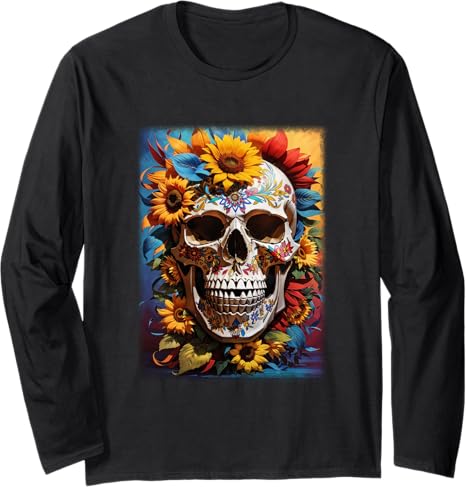 Sugar Skull with Sunflowers Designs
