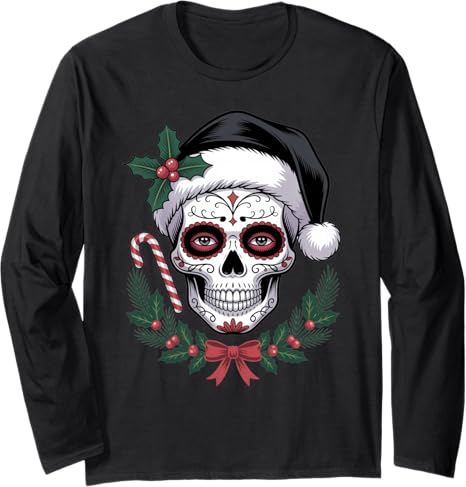 Christmas Skull Gifts Artistic Holiday Santa Tees