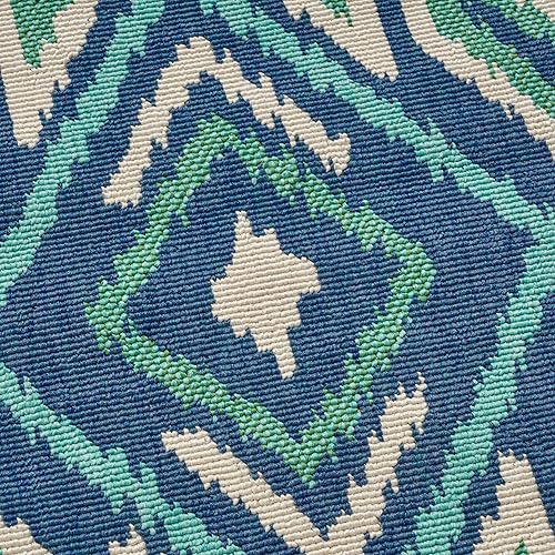 Miniatura 5 de Christopher Knight Home Heather - Alfombra geométrica para exteriores, 5 x 8, azul marinoverde