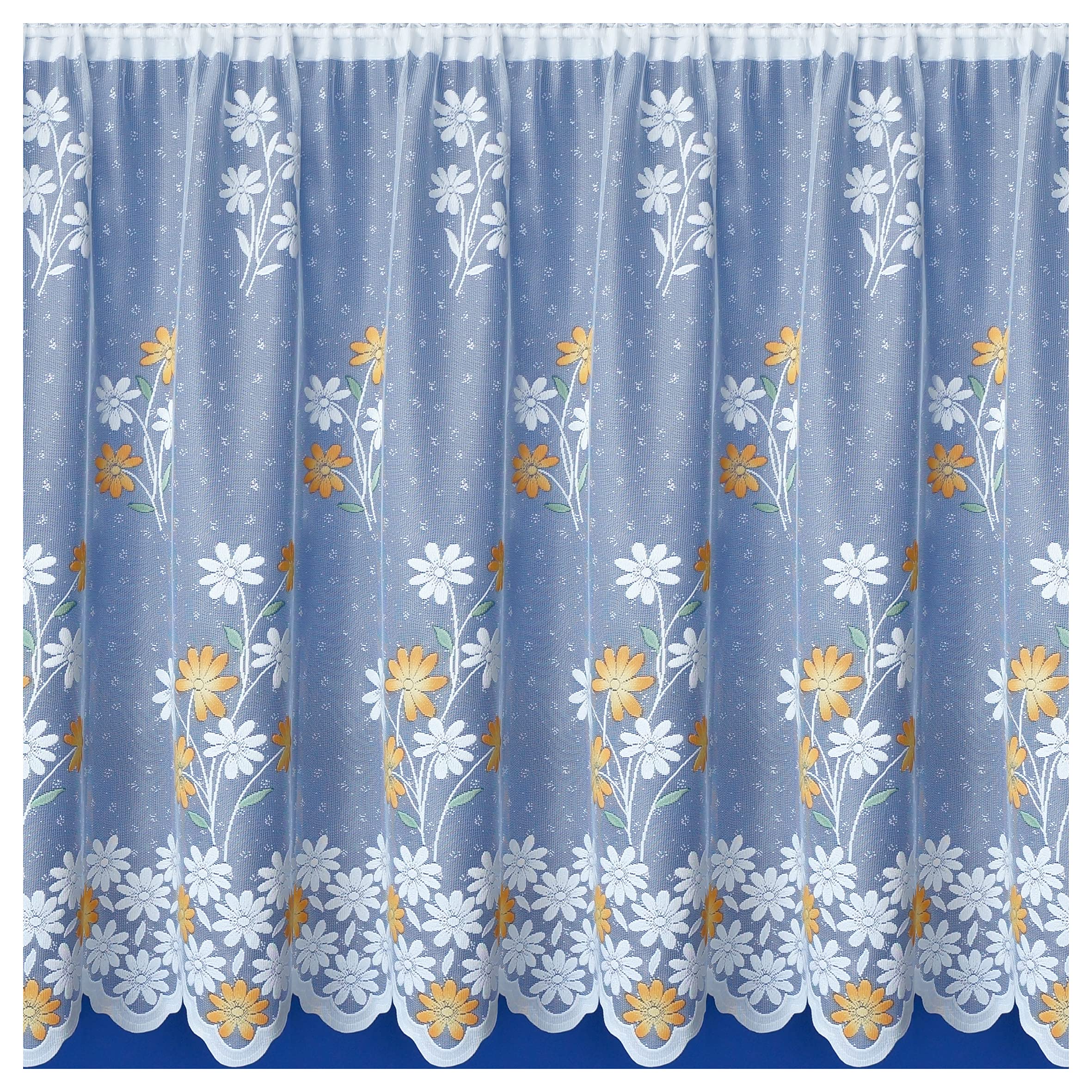Tyrone Textiles Primrose - Coloured Floral Lace Net Curtain. Sold by the Metre (Yellow/Orange/Merigold, Drop - 54" / 137cm)