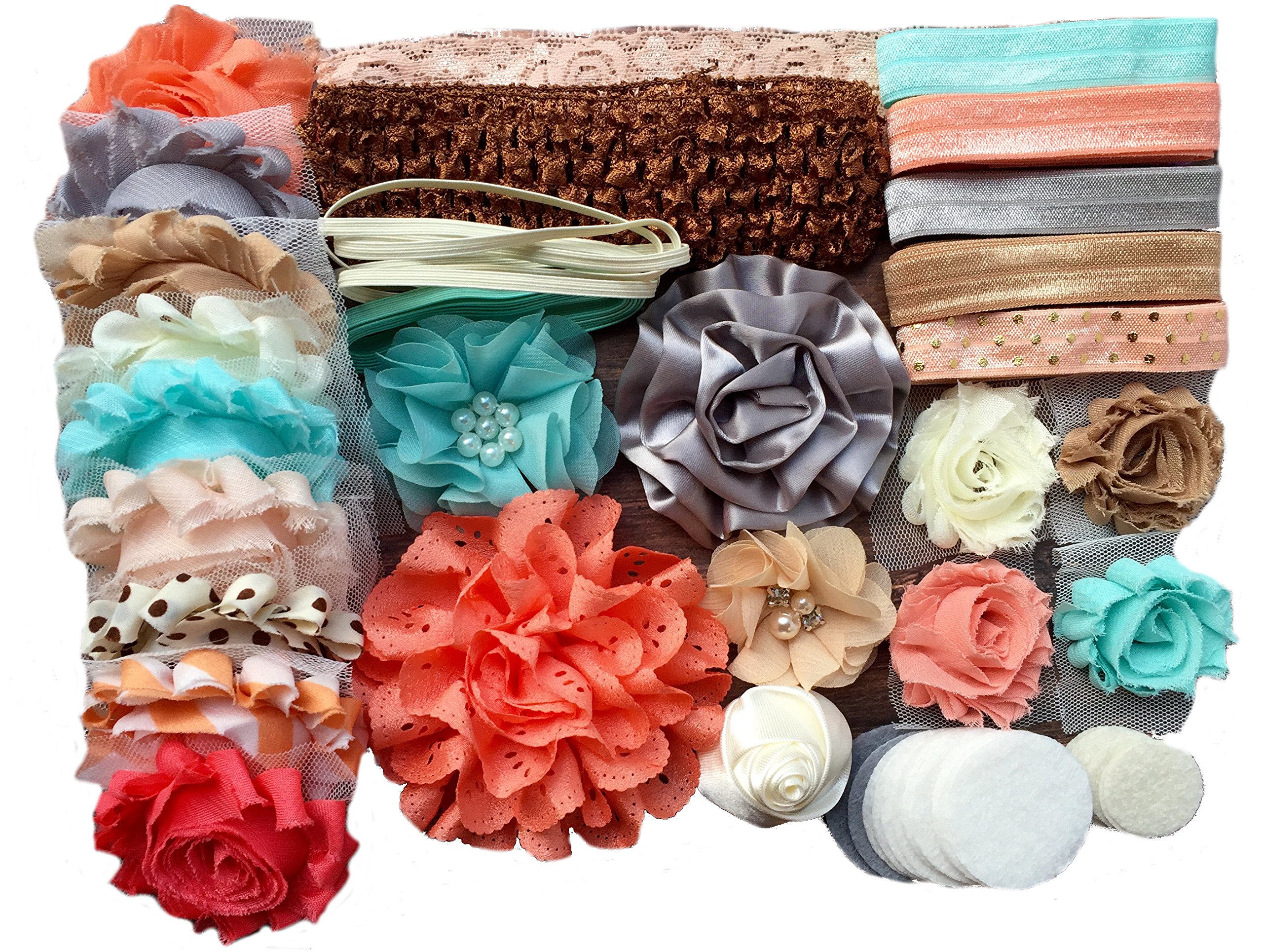 Bowtique Emilee Mini Headband Kit Makes 14 Headbands, DIY Baby Headband Kit - Sandy Beaches