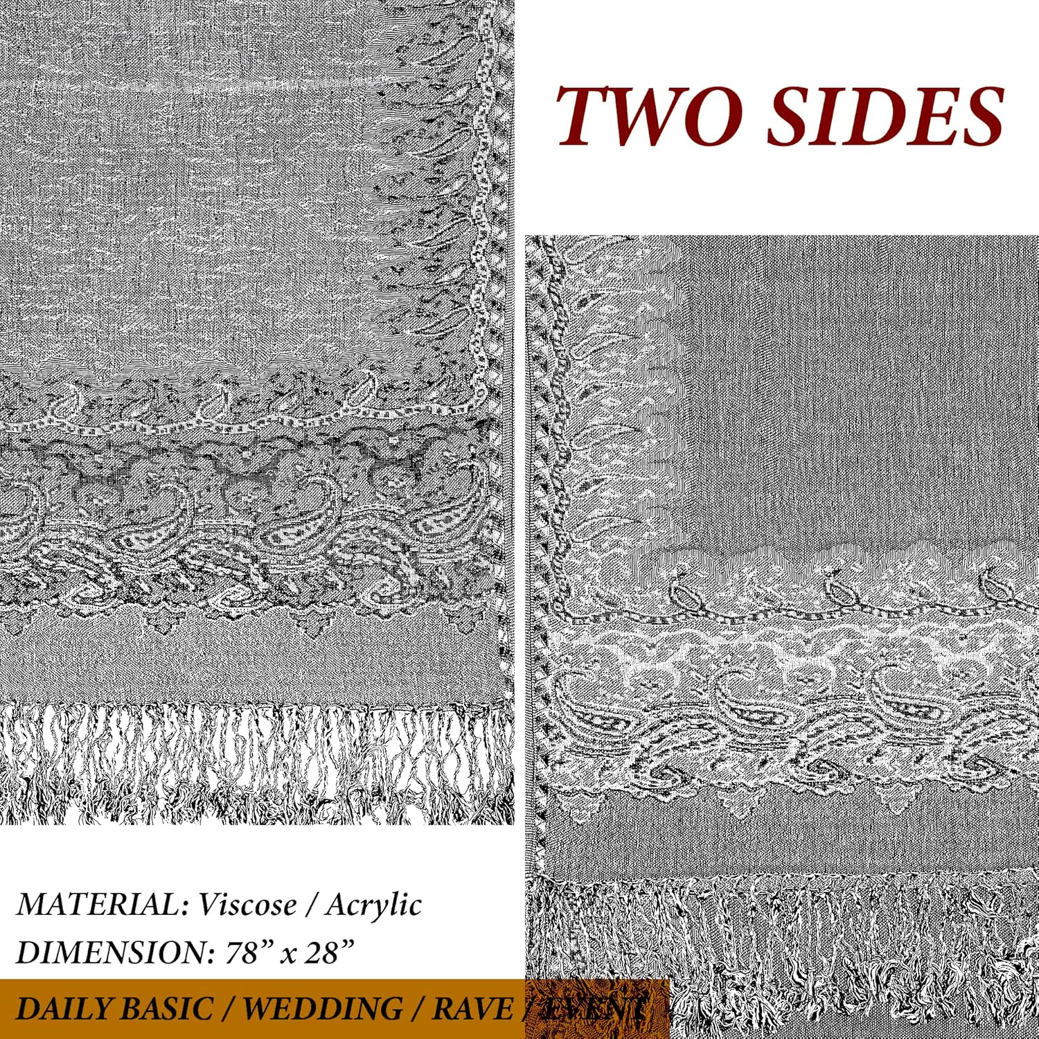 Achillea Big Paisley Pashmina Shawl Wrap for Women – Elegant Scarf for Weddings, Evening Dresses, Festivals & Daily Wear - Image 6