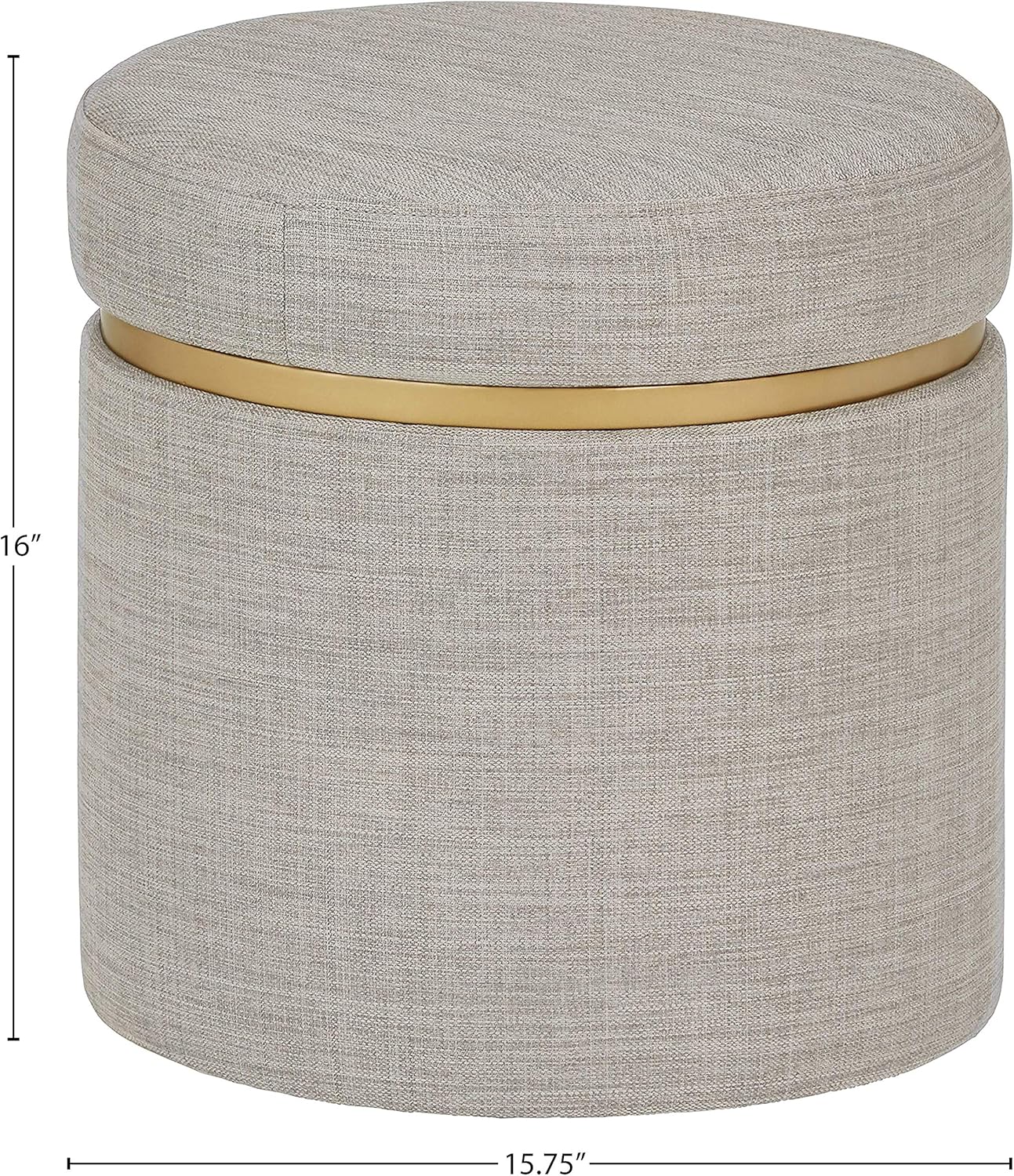  Brand – Rivet Asher Round Upholstered Storage Ottoman, 15.75"W, Light Grey : Home & Kitchen