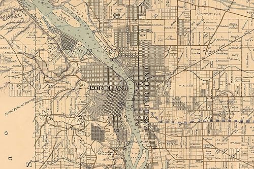 Miniatura 3 de Multnomah County Oregon 1889 - Old Wall Map - Reprint