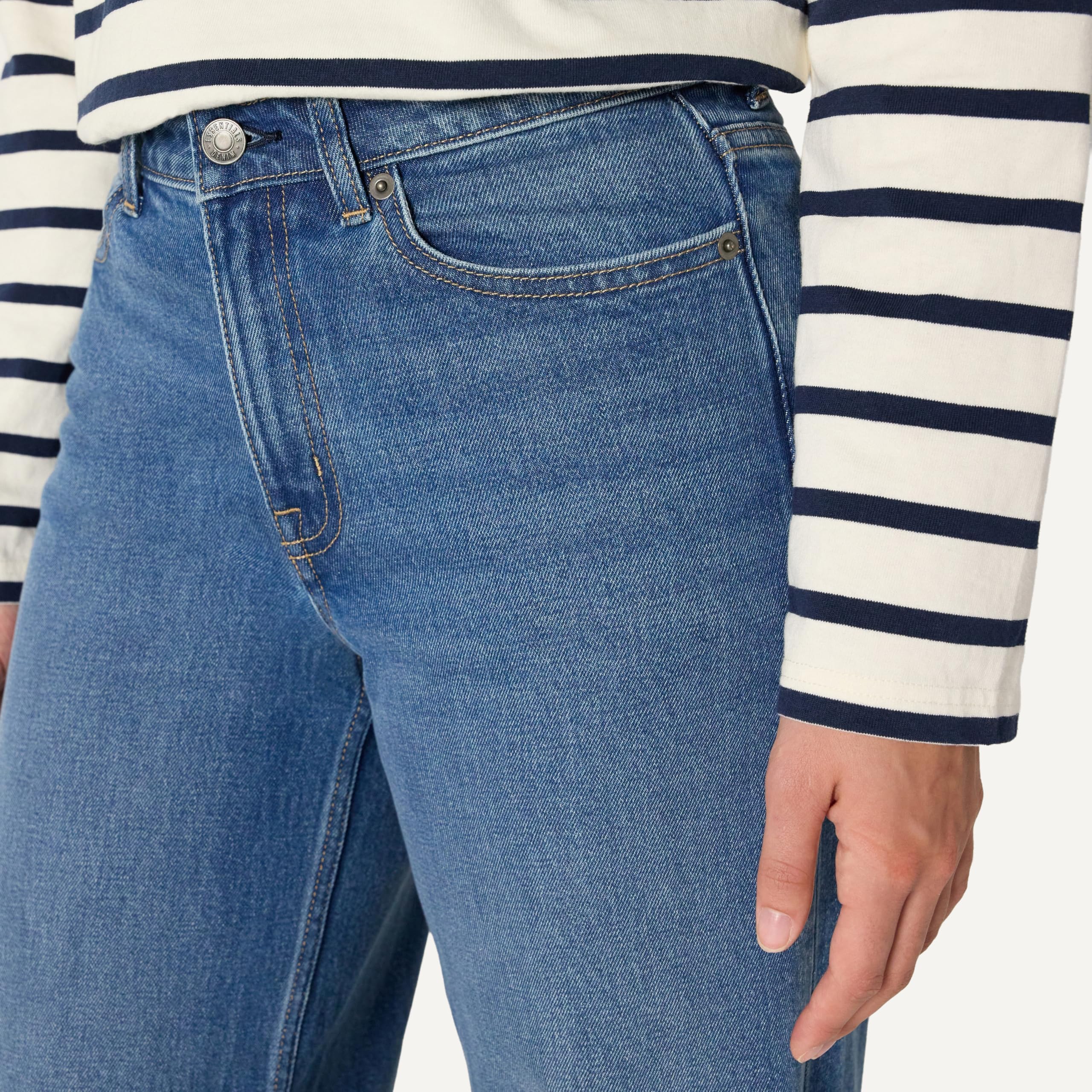 Amazon Essentials Jeans Cropped a Vita Alta con Gamba Larga Donna