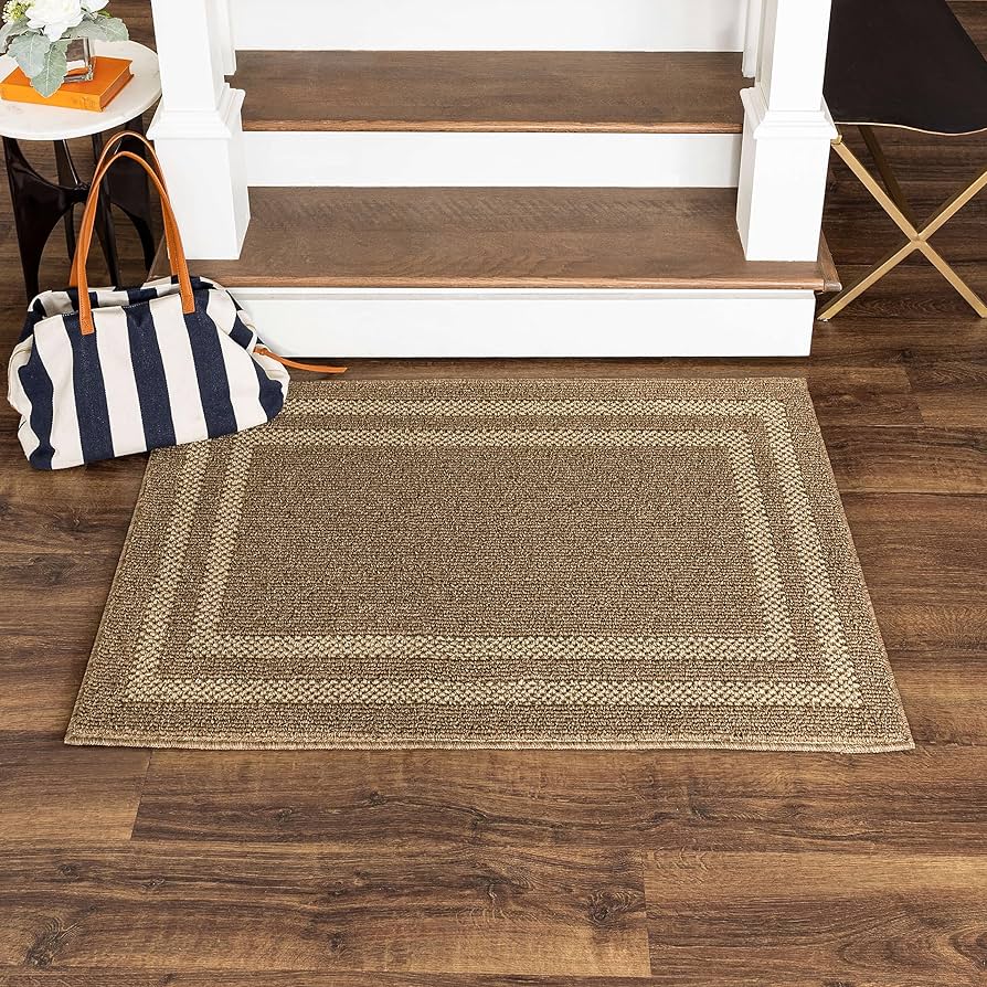 Amazon.com: Mohawk Home Alden Sisal Geometric Border Tan 2