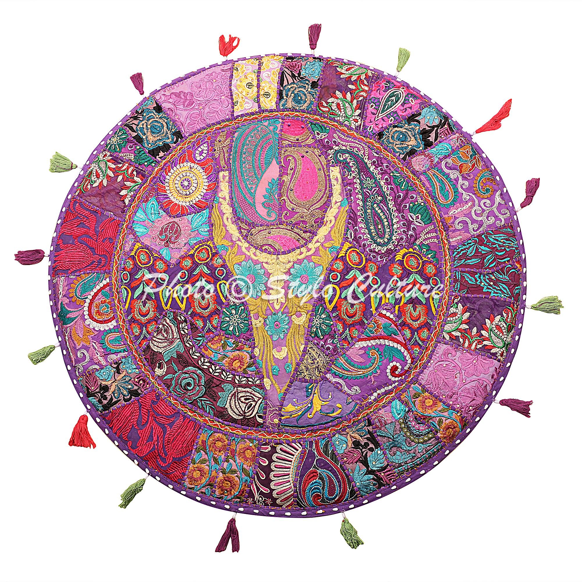 Stylo Culture Ethnique Bohémien Housse De Coussin De Sol Patchwork