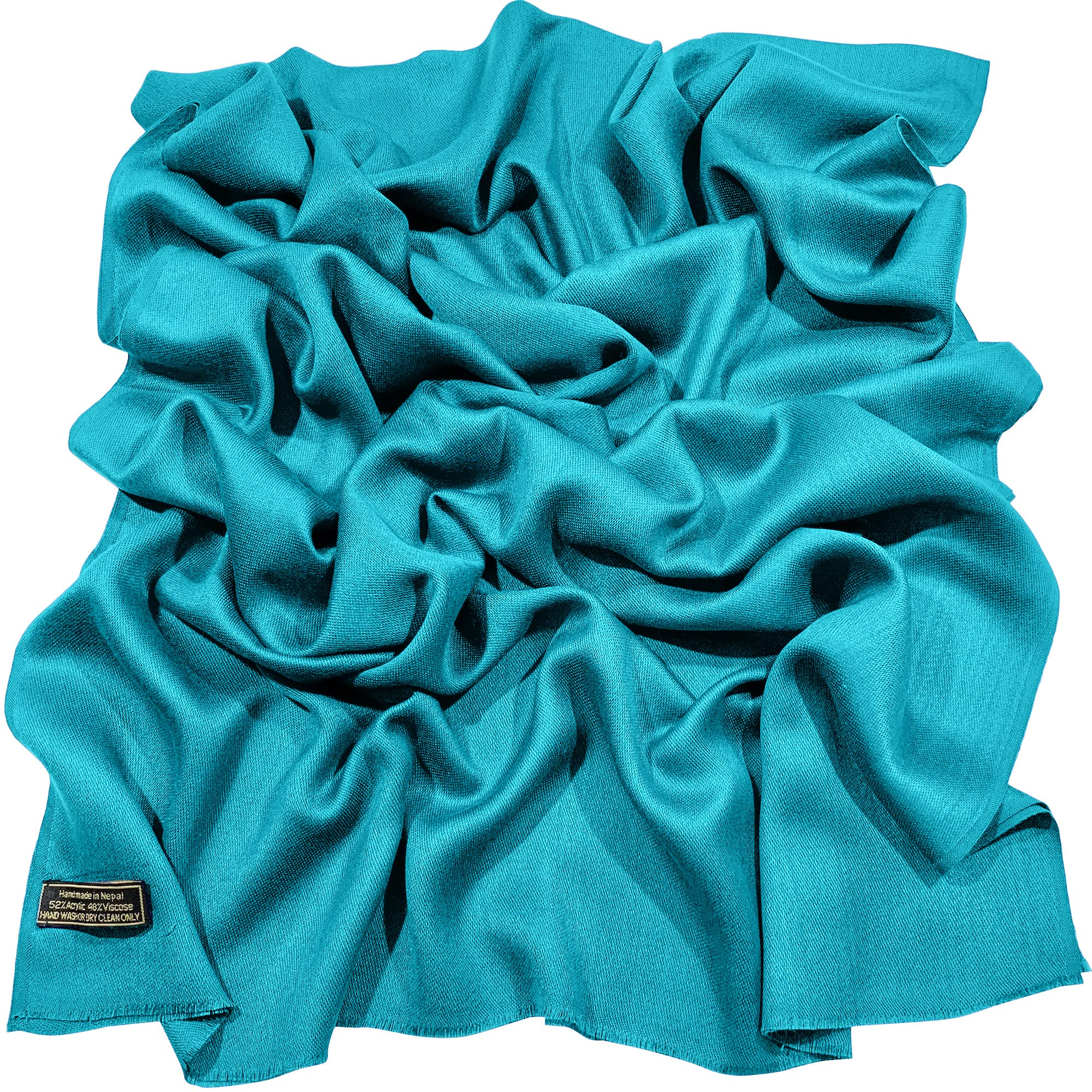 Turquoise Fringe Solid Colour Nepalese Shawl Scarf Stole Pashmina CJ Apparel NEW