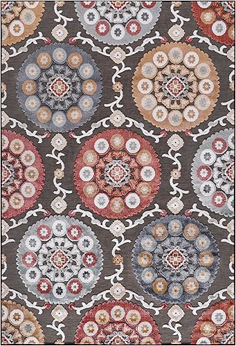 Miniatura 433 de CAMILSON Indoor Outdoor Rug 5x7 Bohemian Medallion Floral Area Rugs for Indoor and Outdoor Patios Easy-Cleaning Non-Shedding Living Room Garden and