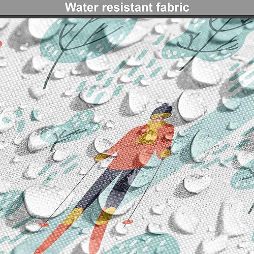 Vista 536 de Ambesonne Tela beige de The Yard, ilustración contemporánea de animales marinos en estilo retro, arte de caballito de mar de cangrejo de pulpo, tela