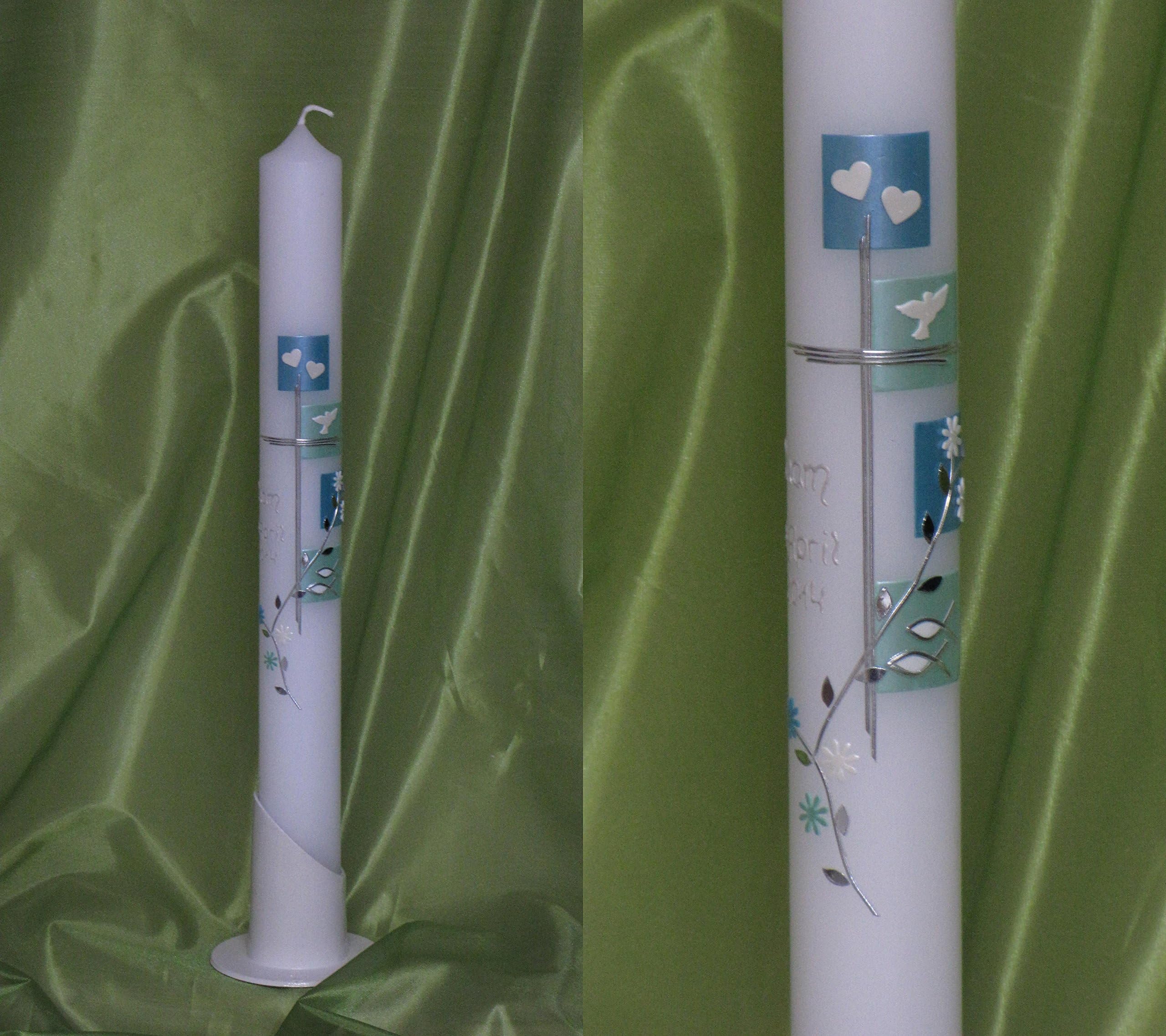 Candela Per Battesimo VT-25 – 400 Mm X 40 Mm, Con Numeri Autoadesivi E Guida Per Scrivere, Pronta Per La Cerimonia, Consegna Veloce Con Amazon