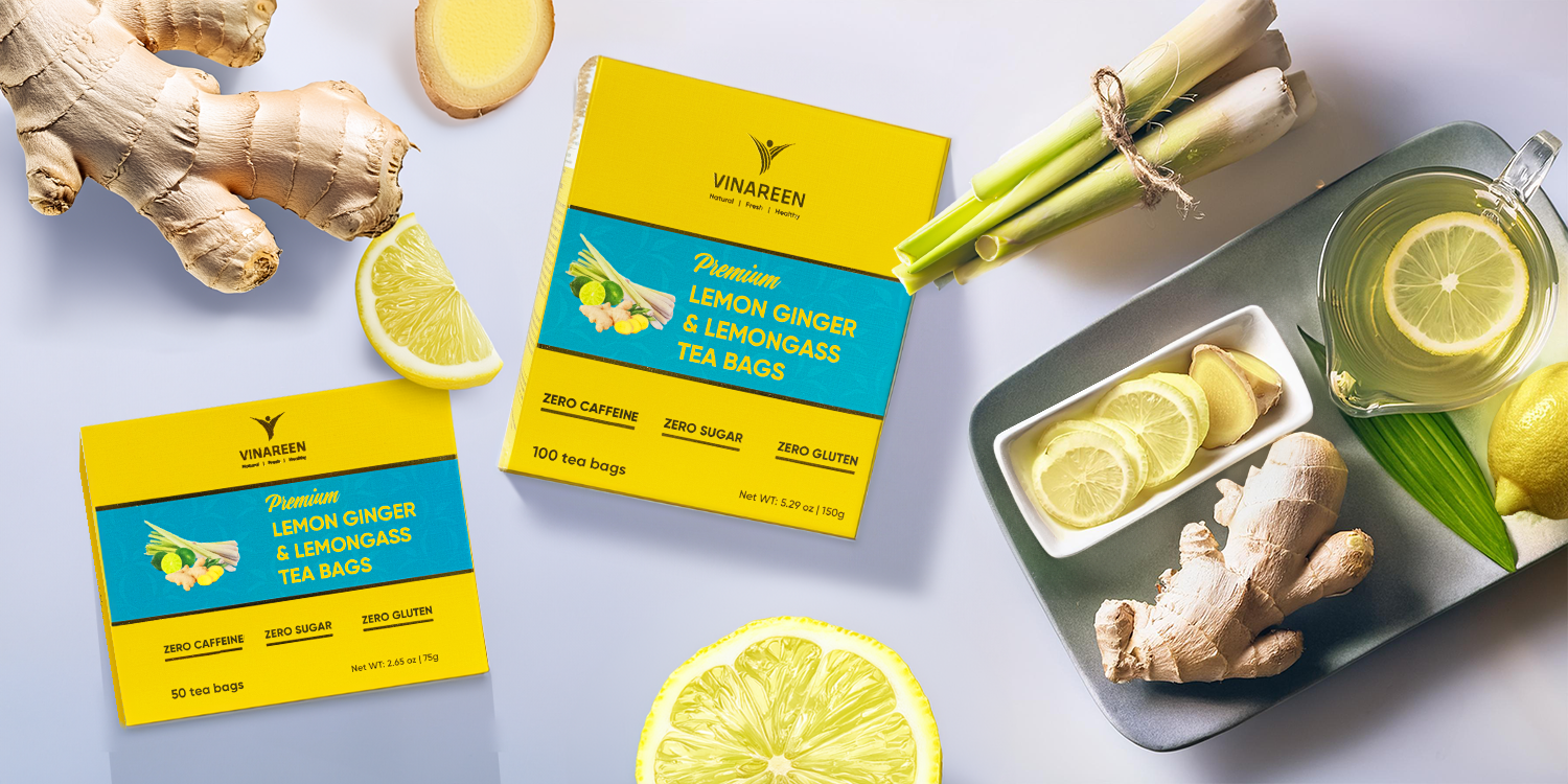 Amazon.com : VINAREEN Lemon Ginger Tea Bags, 100 Count – Natural