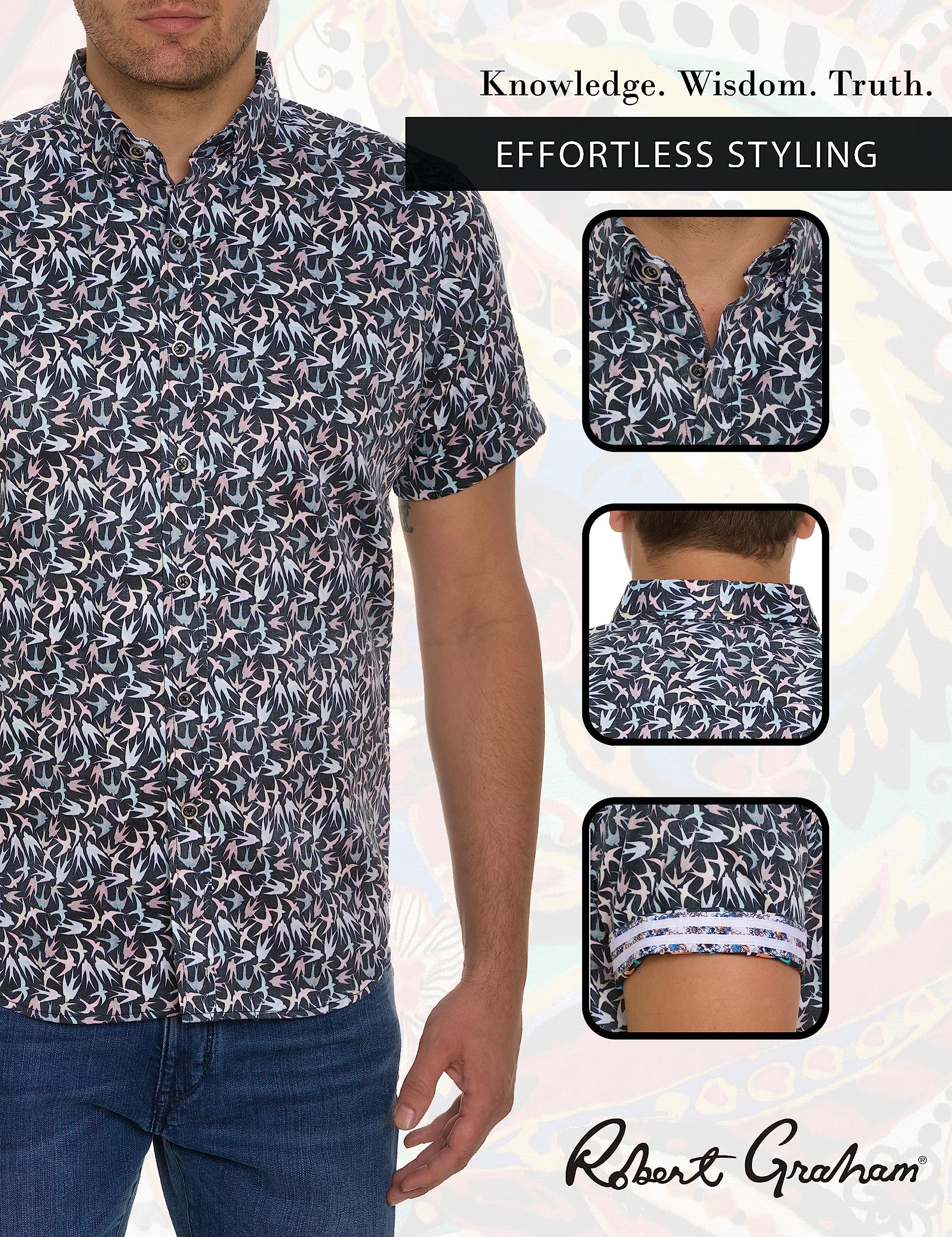 Robert Graham Herren S/S Woven Shirt Hemd mit Button-Down-Kragen