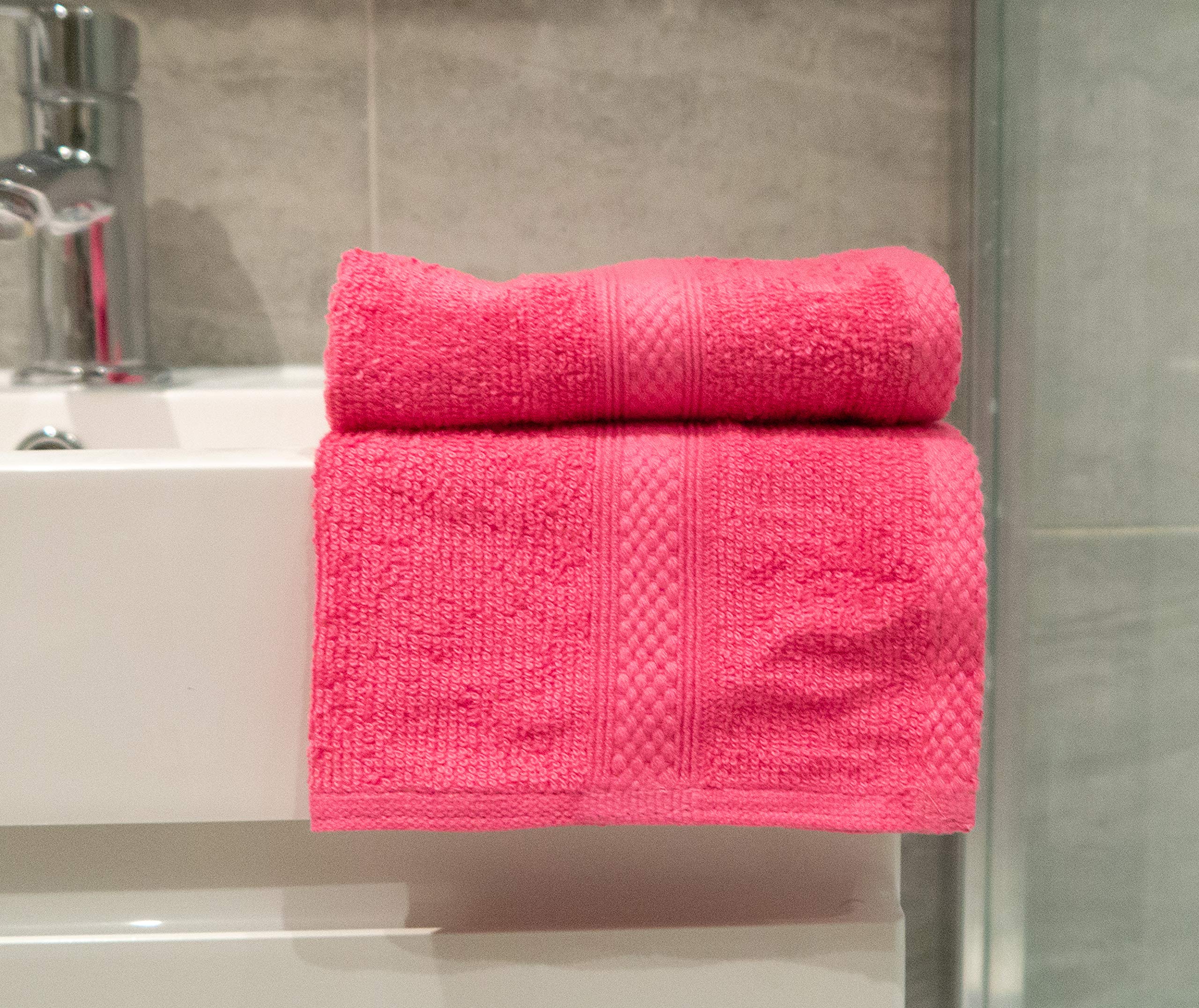 Lex's Linens Pack of 2 100% Combed Cotton Hot Pink Pack Facecloths, Pack of 2 Facecloth 30 x 30 cm - Image 2