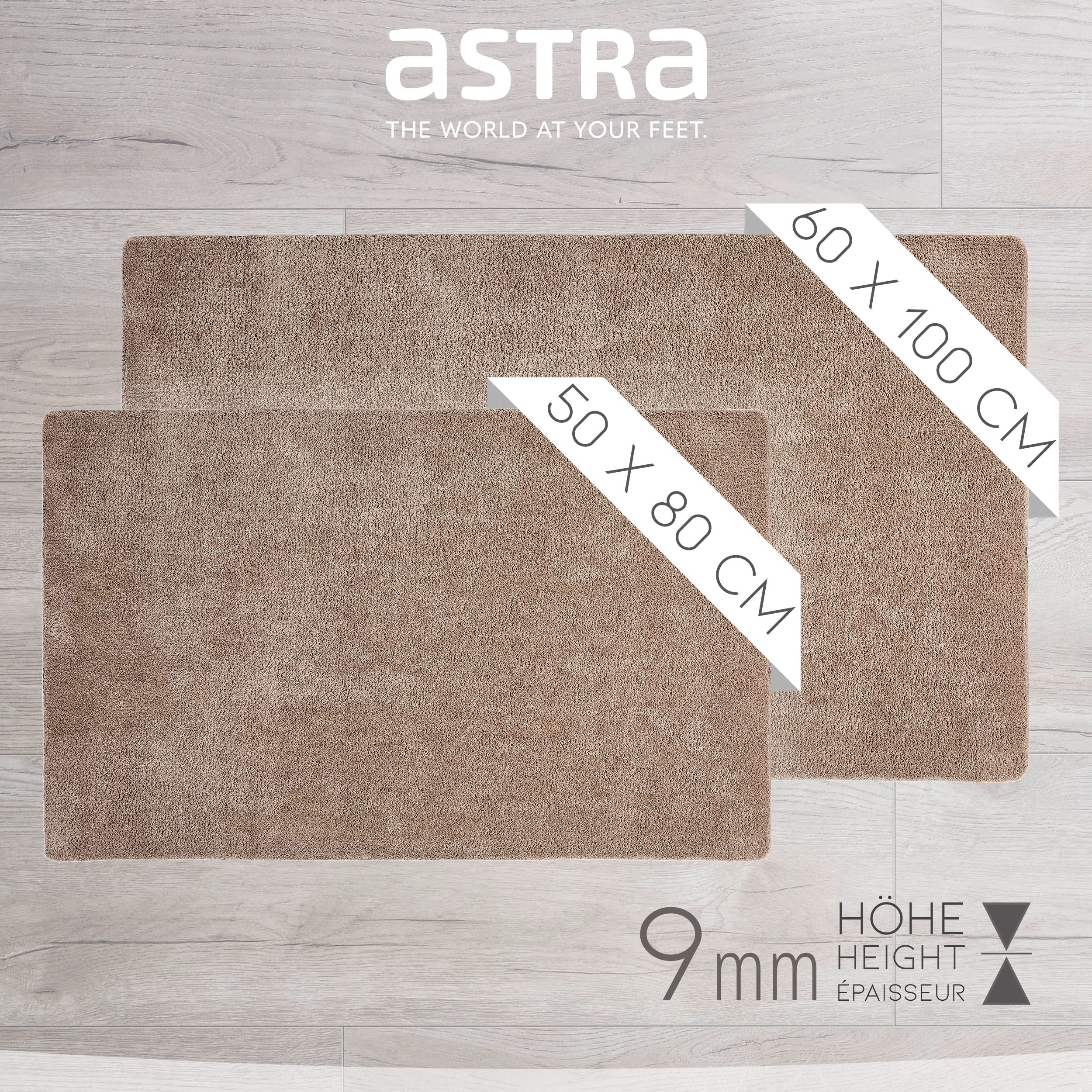 Astra Zerbino per interni antiscivolo - tappetino antipolvere lavabile - zerbino per porte senza PVC - zerbino assorbente taupe 60x100 cm