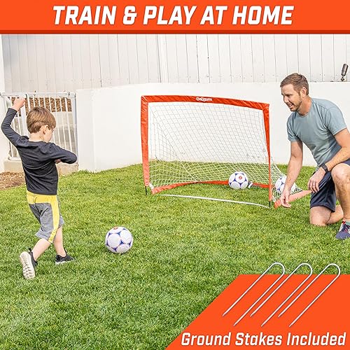 Miniatura 2 de GoSports - Arcos de fútbol portátiles para niños, 13 opciones de color, elige 4 x 3 pies o 6 x 4 pies, redes desplegables de tono de equipo para