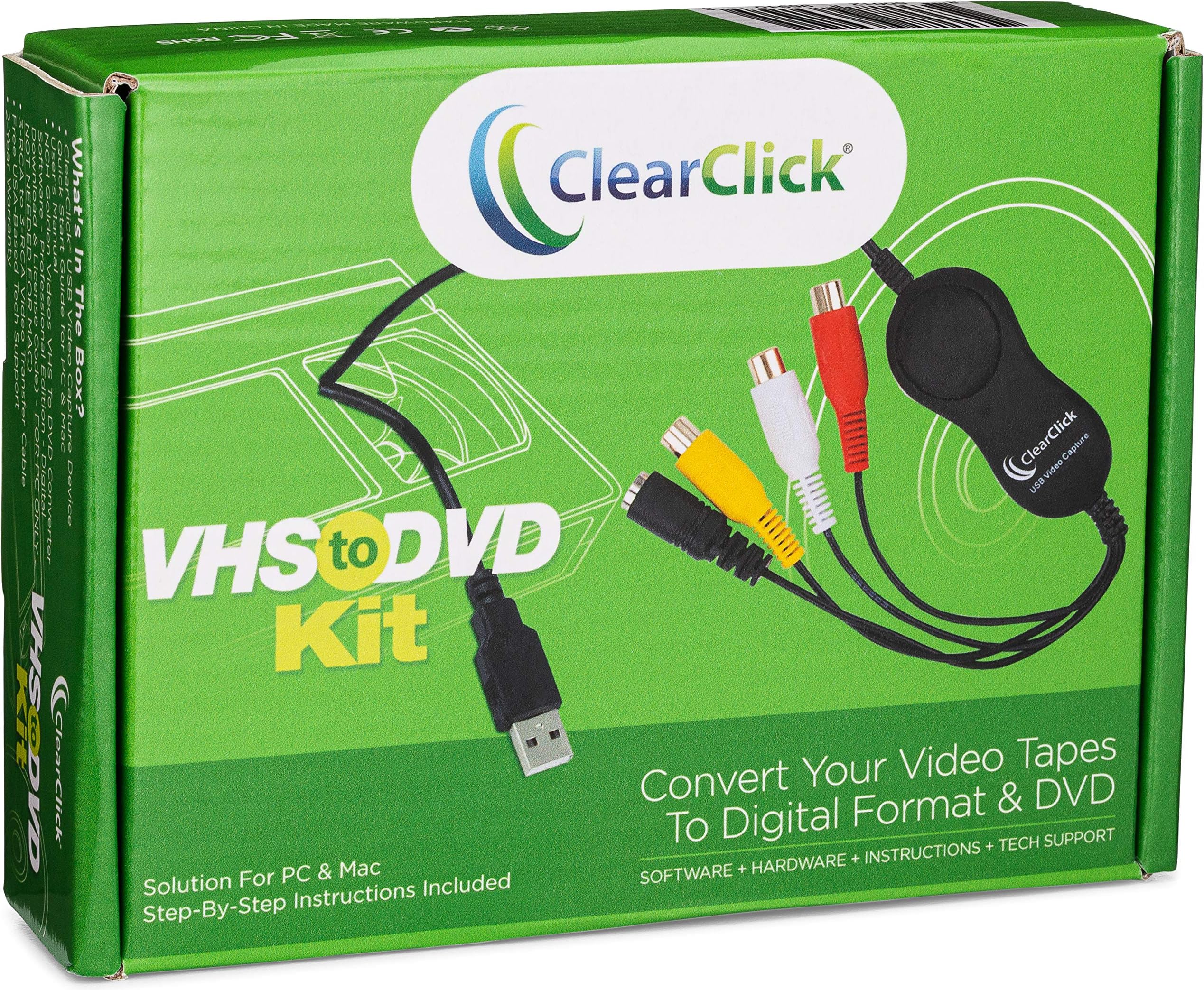 ClearClick VHS to DVD Kit for PC & Mac USB Device, Software