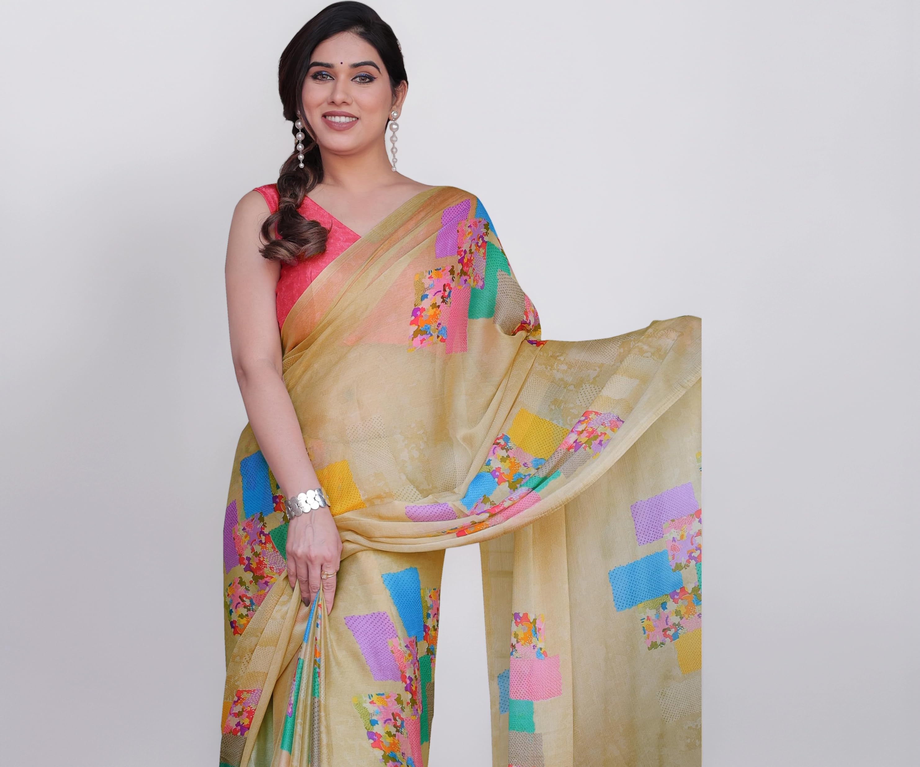 MIRCHI FASHION Saree for Woman Chiffon Floral Printed | Lightweight Comfortable Daily Wear Women's Sari with Unstitched Blouse Piece (Available in 15 Colors)