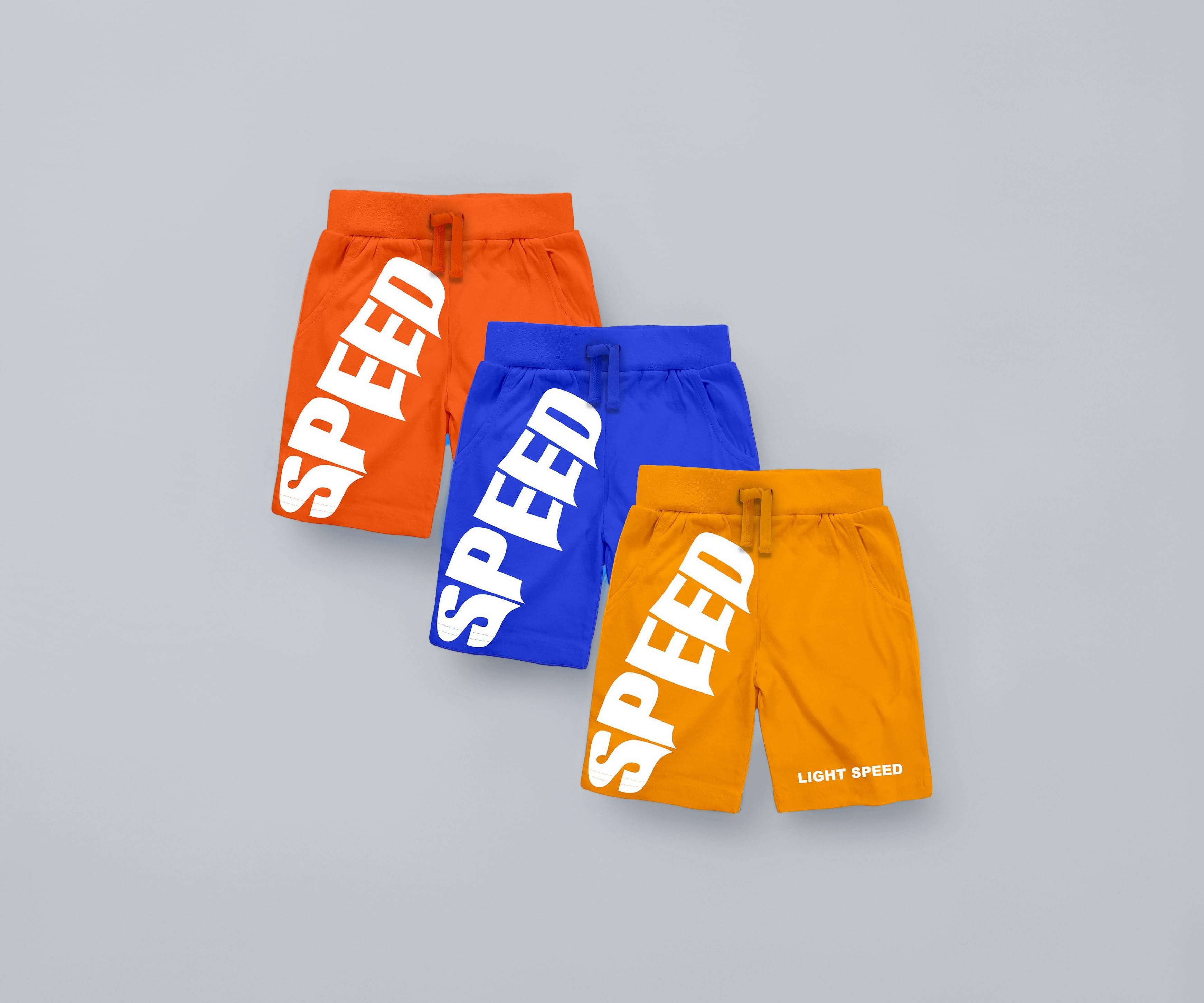 KYDA KIDS®Boys Premium 100% Cotton Summer Shorts | Regular Fit Soft Breathable Casual Kids Shorts with Side Pocket Multicolor Set Combo-(Pack of 3)