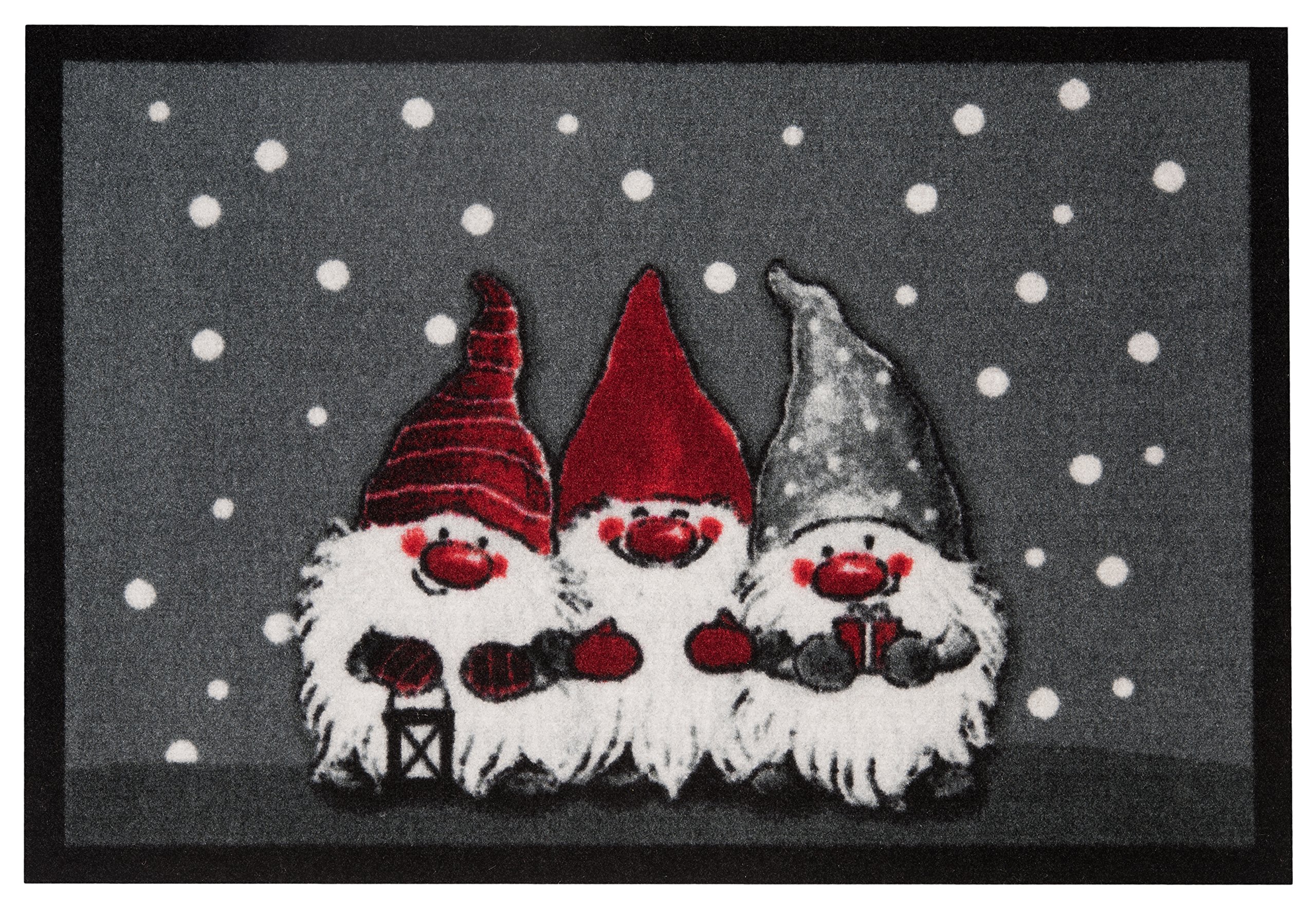 Paillasson Noël Nains gris HANSE Home 40x60cm pour entrée festive