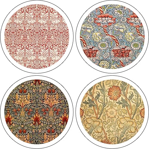 CoasterStone "William Morris Textiles Collection" Posavasos absorbentes, 4-14 pulgadas, juego de 4
