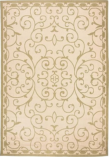 Miniatura 2 de SAFAVIEH Courtyard Collection CY6888 - Alfombra decorativa para interiores y exteriores, impermeable, fácil limpieza, 6 pies 7 pulgadas x 9 pies 6