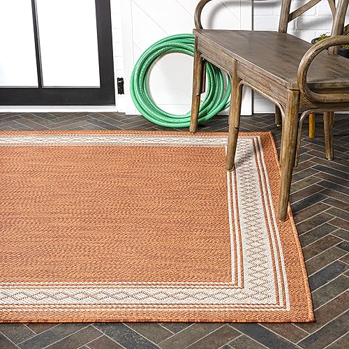 Miniatura 4 de JONATHAN Y SMB207E-4 Lucia - Alfombra clásica con borde de diamante para interiores y exteriores, granja, tradicional, sólida, fácil limpieza,