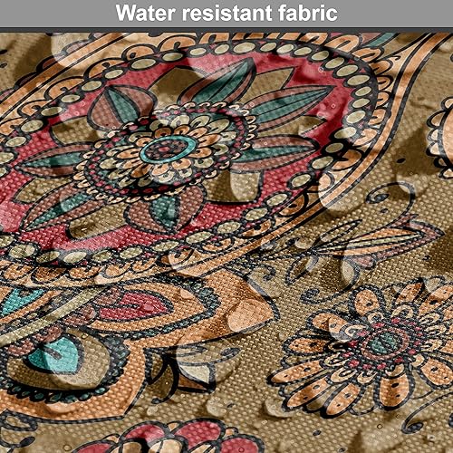 Vista 584 de Ambesonne Tela beige de The Yard, ilustración contemporánea de animales marinos en estilo retro, arte de caballito de mar de cangrejo de pulpo, tela