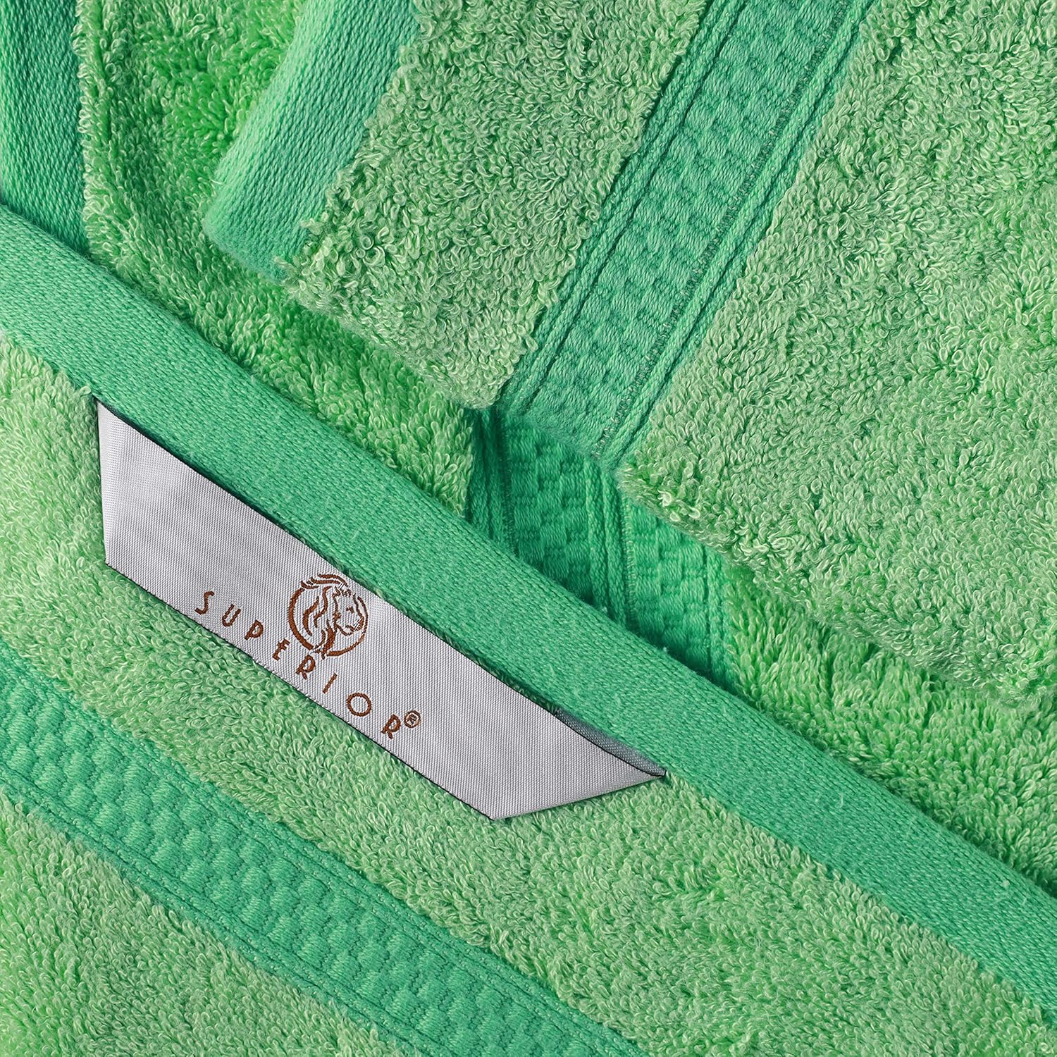 Superior Bath and Hand Towel Set, Rayon from Bamboo Cotton Blend, Ideal for Bathroom, Guest Bathroom, and Beach 6 Pieces Hand Towels 16” x 30” and 2 Pieces Bath Towels 30” x 54”, Spring Green