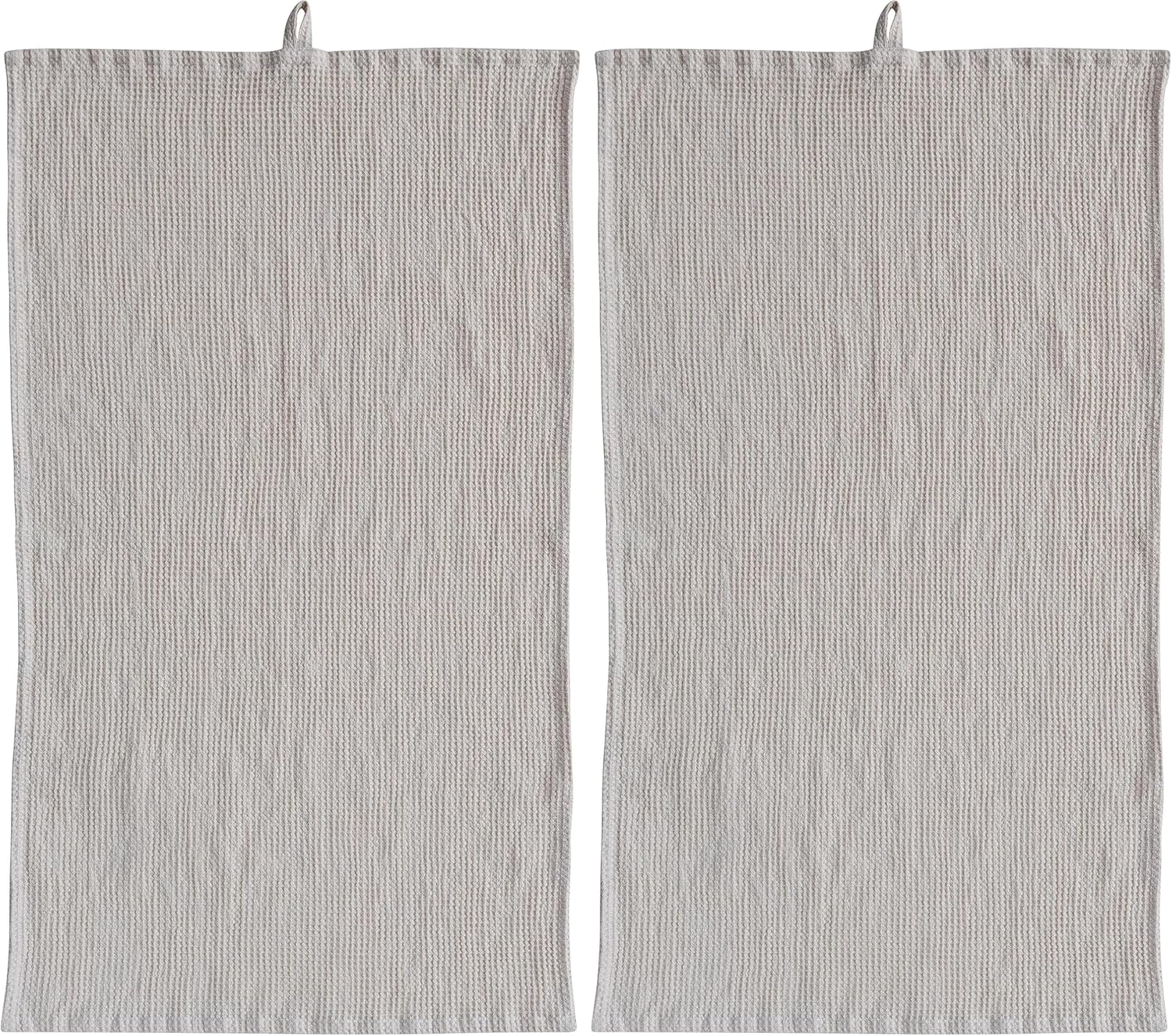 Creative Co-Op Oversized Woven Linen and Cotton Waffle Decorative Tea Towel with Loop for Dining and Kitchen, Cream Color (Pack of 2)