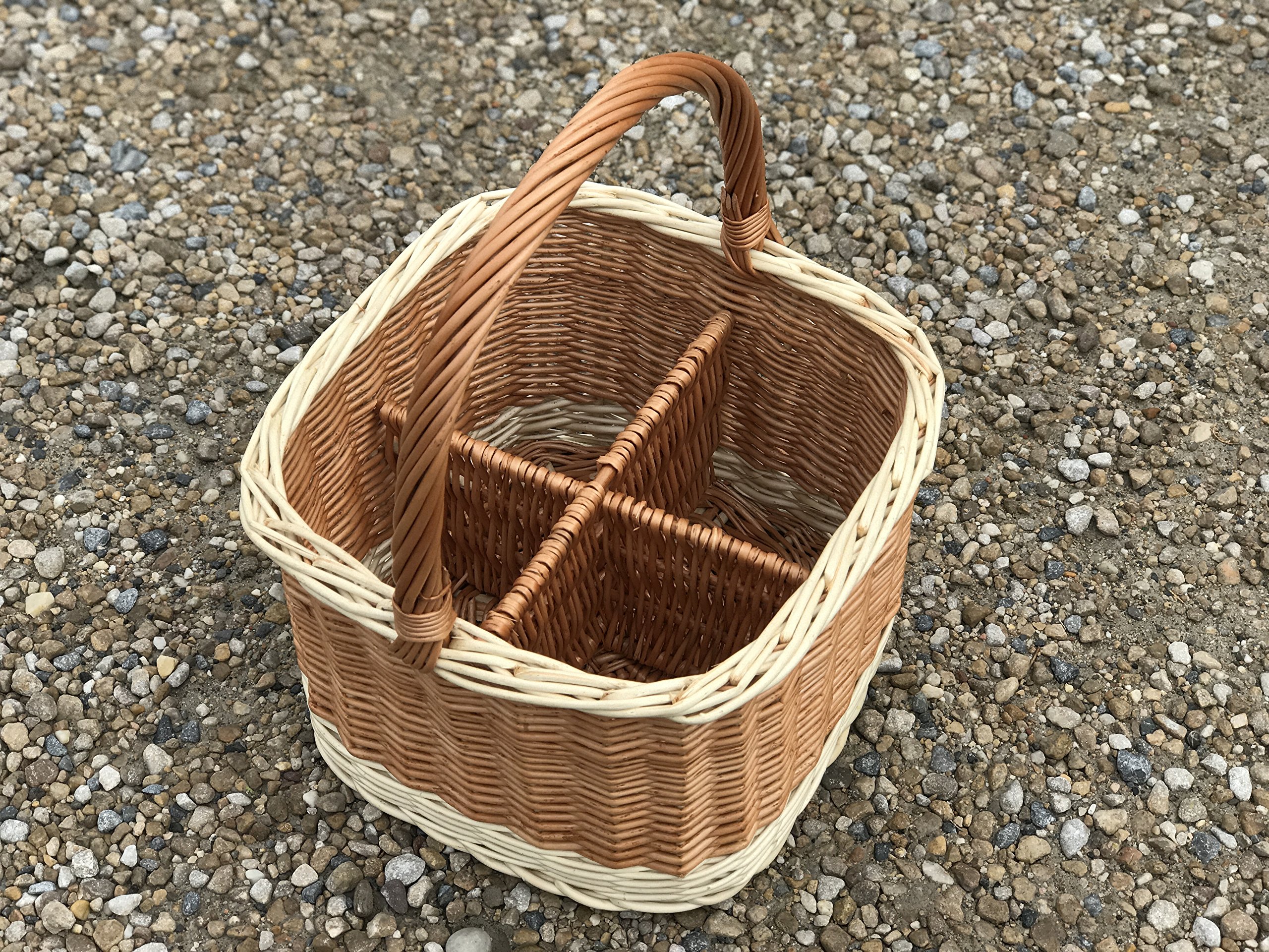Panier Osier Porte-bouteilles 4 Cases – Vintage France – Anse, 400g
