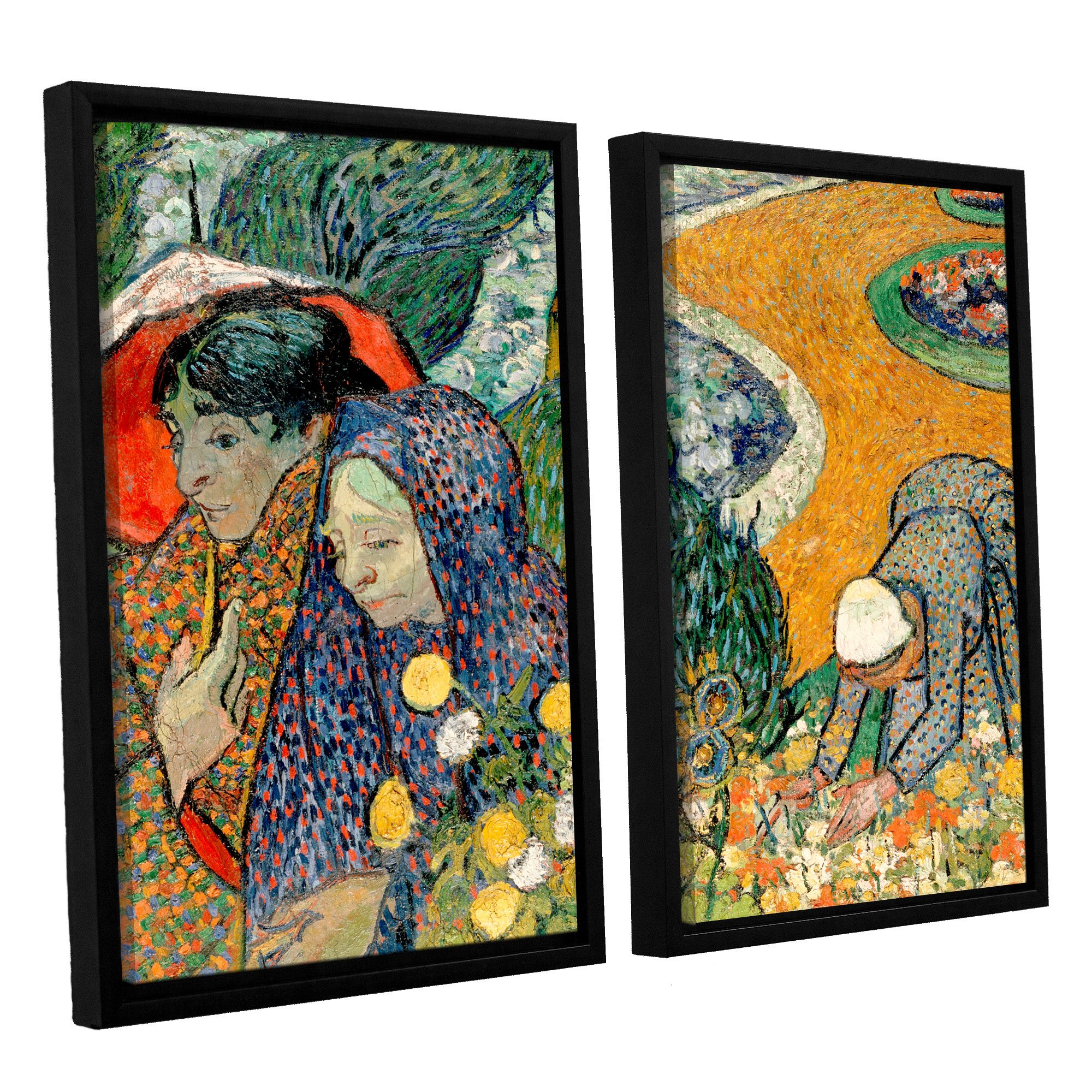 Artwall 2 Piece Vincent Vangogh's Memory of The Garden at Etten (Ladies of Arles) Floater Framed Canvas Artwork, 24" x 32"