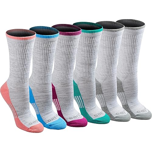 Dickies Women's Dri-tech Fashion Moisture Control Crew Socks, Available in S-XL (5, 6, 12 Pairs)