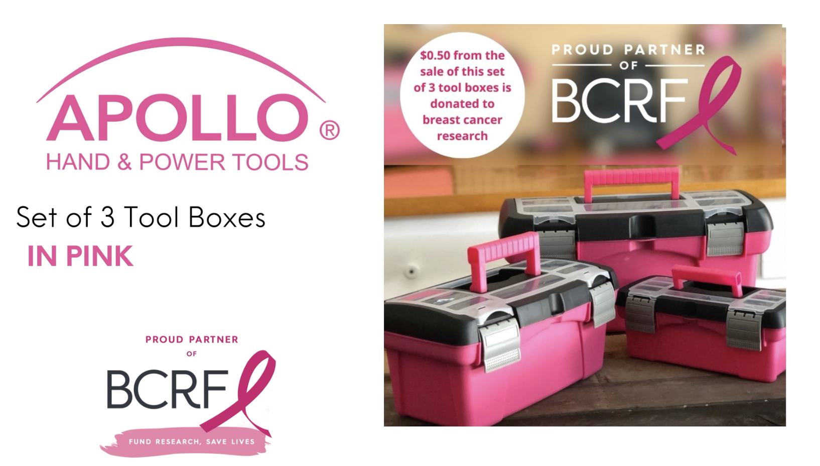 Apollo Tools Set of 3 Stackable Tool Boxes with Top Compartment