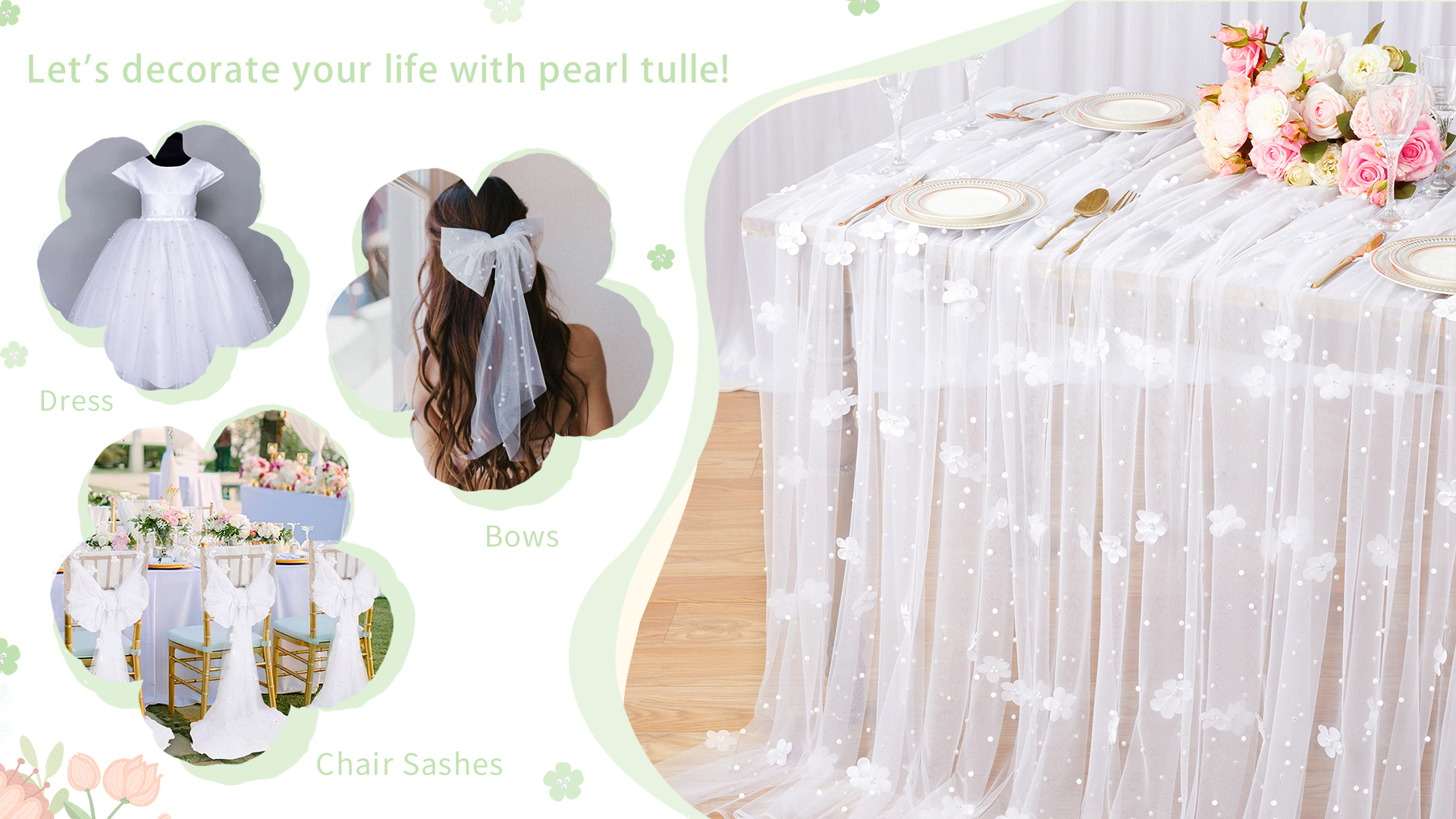 Amazon.com: White Pearl Tulle Fabric 5 Yard Sheer Mesh Fabric