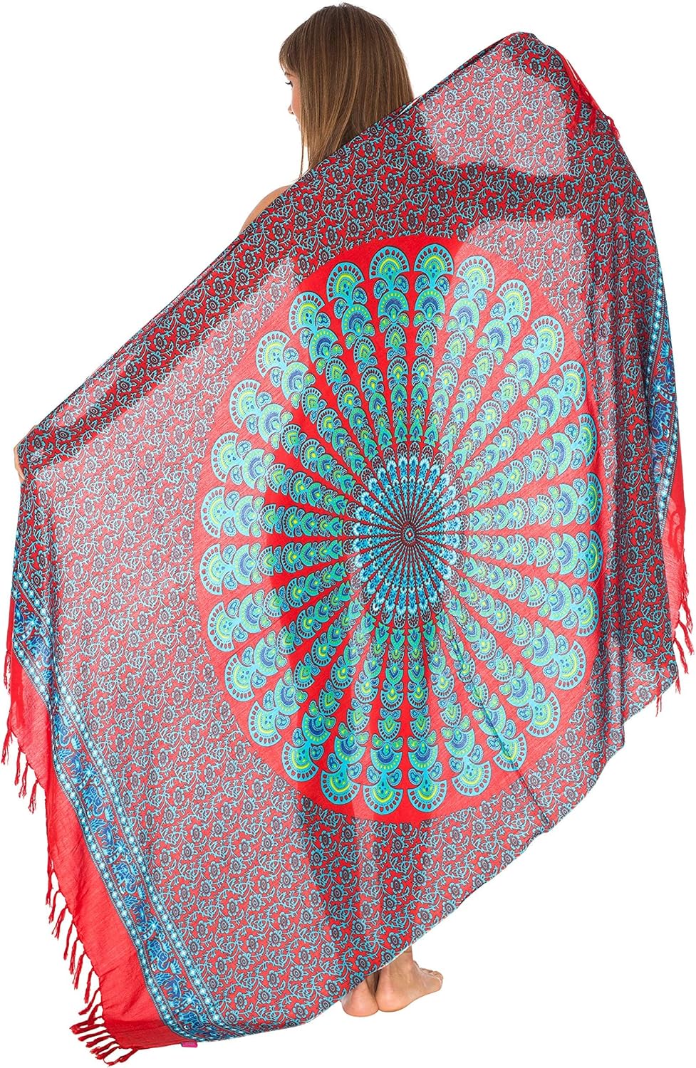SHU-SHI Sarong Wraps for Women Long Beach Cover ups Pareo Bathing Suit Wrap Skirt Mandala Sarongs Coverup - Image 7
