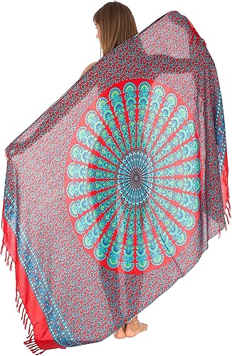 Miniatura 7 de SHU-SHI Pareo para mujer, pareo largo para playa, pareo, falda envolvente, pareo de mandala, pareo