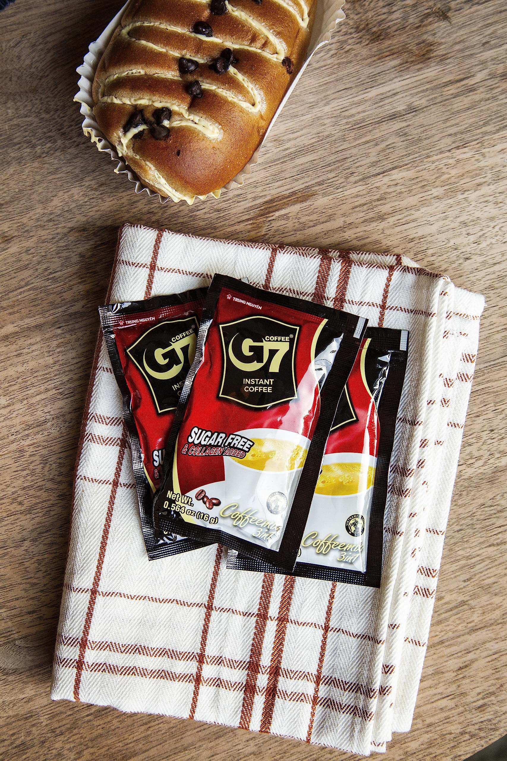 Trung Nguyen — G7 3 in 1 Instant Collagen Coffee — For Hair, Skin, & Nails — With Added Collagen, Non-dairy Creamer, and Low Sugar — Low Caffeine — Instant Vietnamese Coffee (22 Single Serve Packets, 2 Pack)