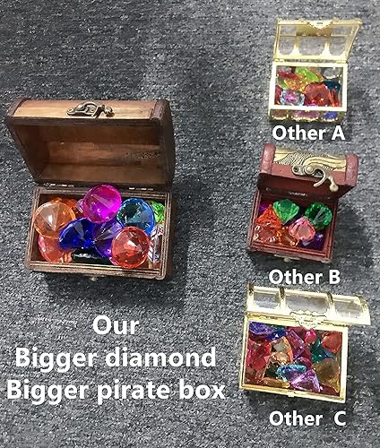 Miniatura 5 de Juguete de piscina de gemas de buceo con 15 diamantes grandes y coloridos con gran cofre del tesoro, caja de pirata, juego de juguete de buceo con
