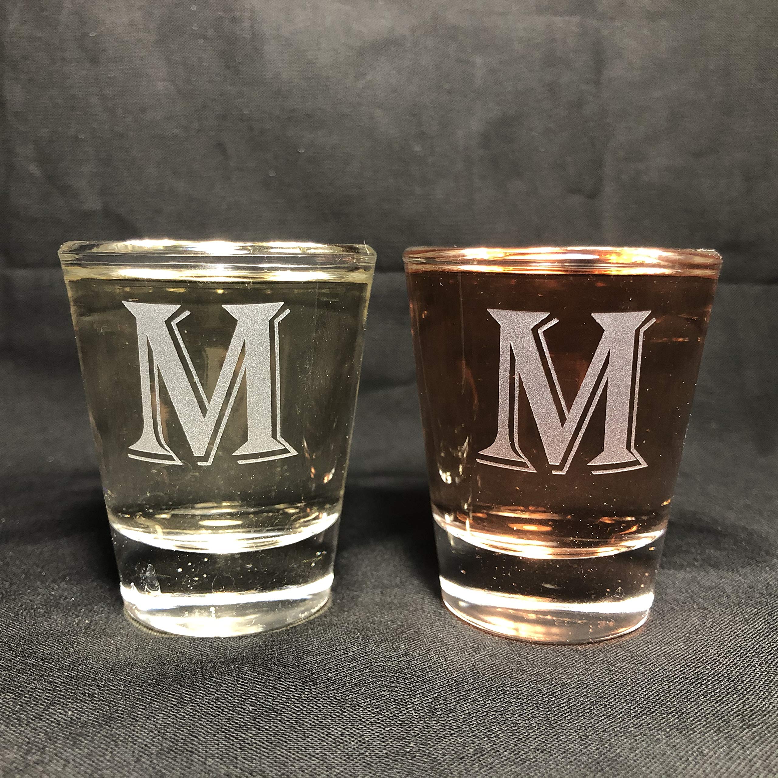 Monogram letters shot glass 1.5 oz set of 2 (M)