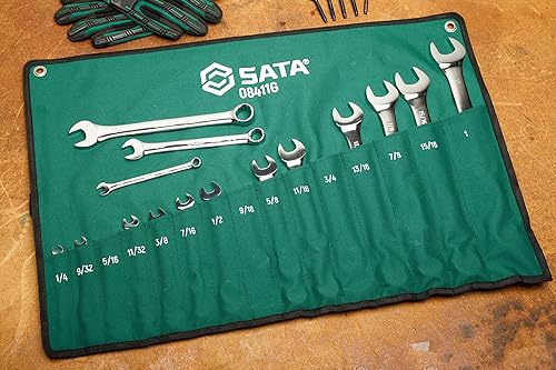 Miniatura 6 de SATA Juego de llaves combinadas de 15 piezas de 12 puntos  Tamaños SAE de 14 a 1 pulgada  Carga fuera de esquina  ST08411G