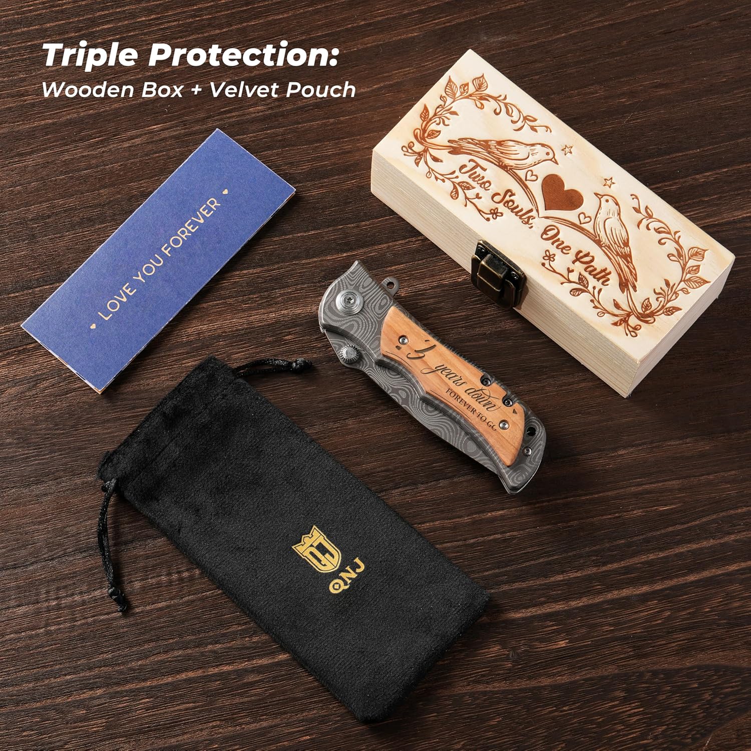 3rd Leather Wedding Anniversary Keepsake for Boyfriend Husband Men Him, Third 3 Year Gifts Marriage Presents, Valentine Birthday Day Gifts