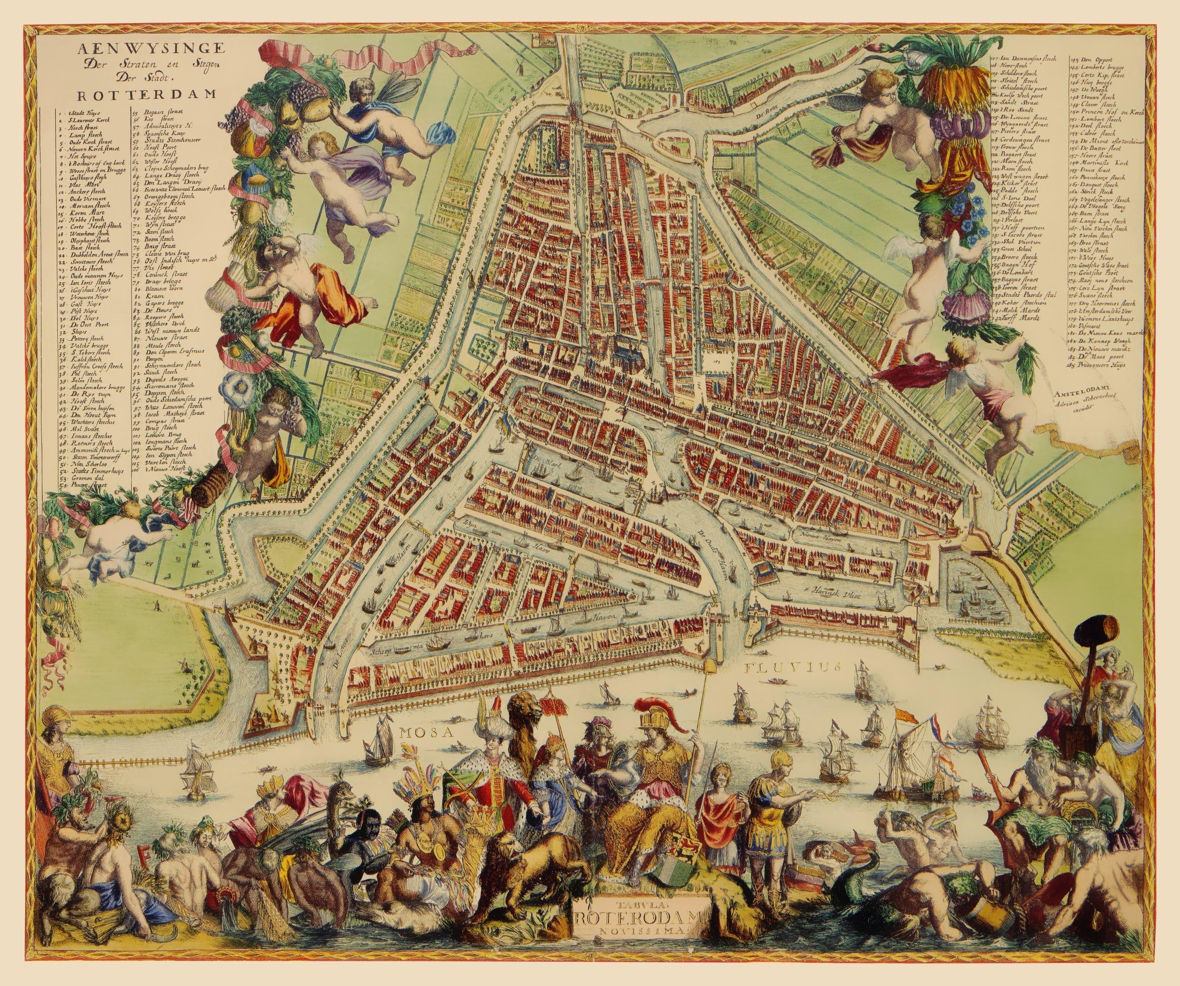 MAPS OF THE PAST - Historical Map of Rotterdam Netherlands - Schoonebeek 1689-23.00 in x 27.52 in - Glossy Satin Paper