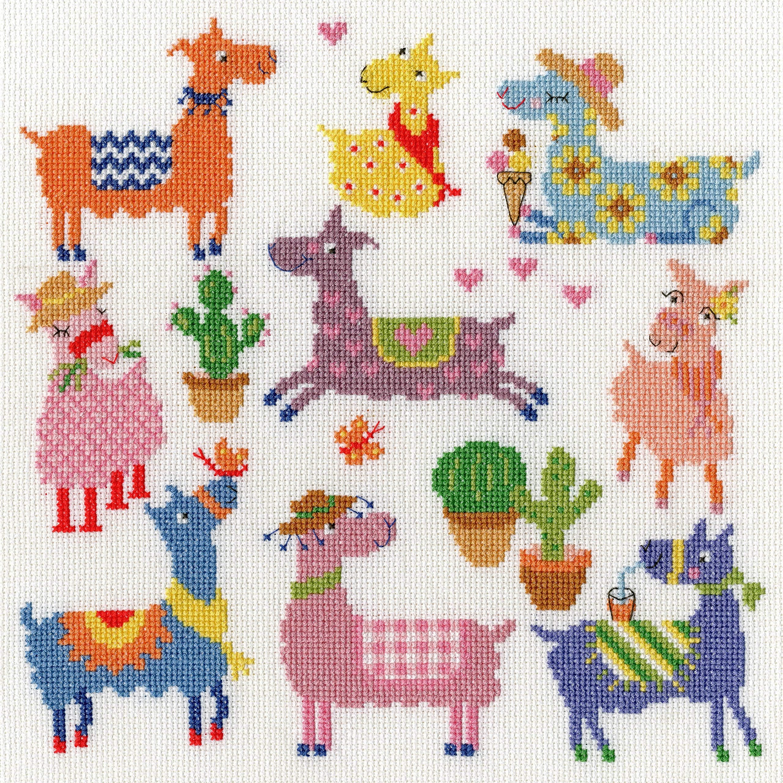 Bothy Threads Counted Cross Stitch Kit 26x26cm XEJ8 Stained Lamas