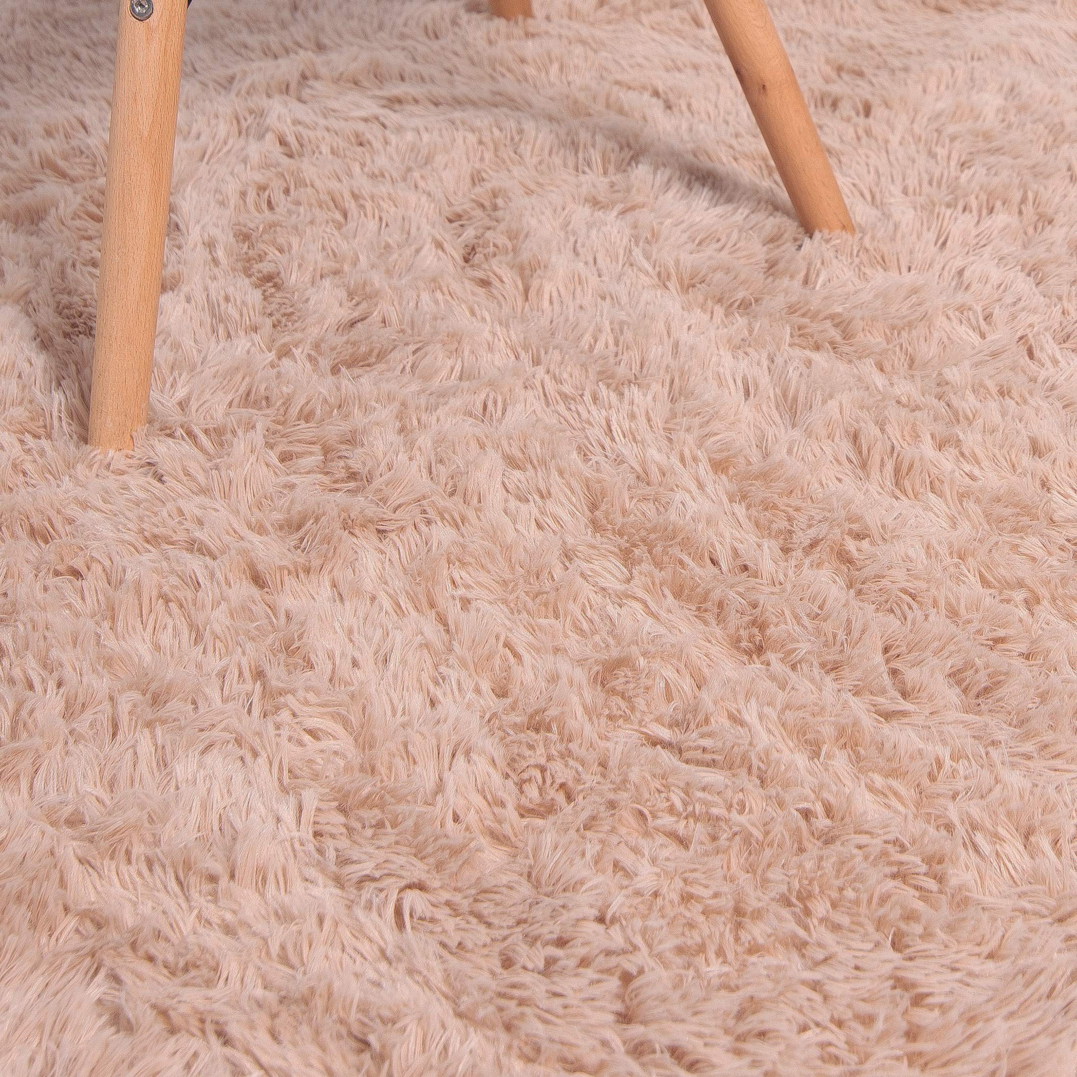 Carpeto Rugs Tappeto Salotto Moderno Peloso - Tappeto Camera da Letto Morbido - Tappeti Moderni Soggiorno Pelo Lunga - Tappeto Cameretta Grande - Beige Chiaro - 140 x 200 cm