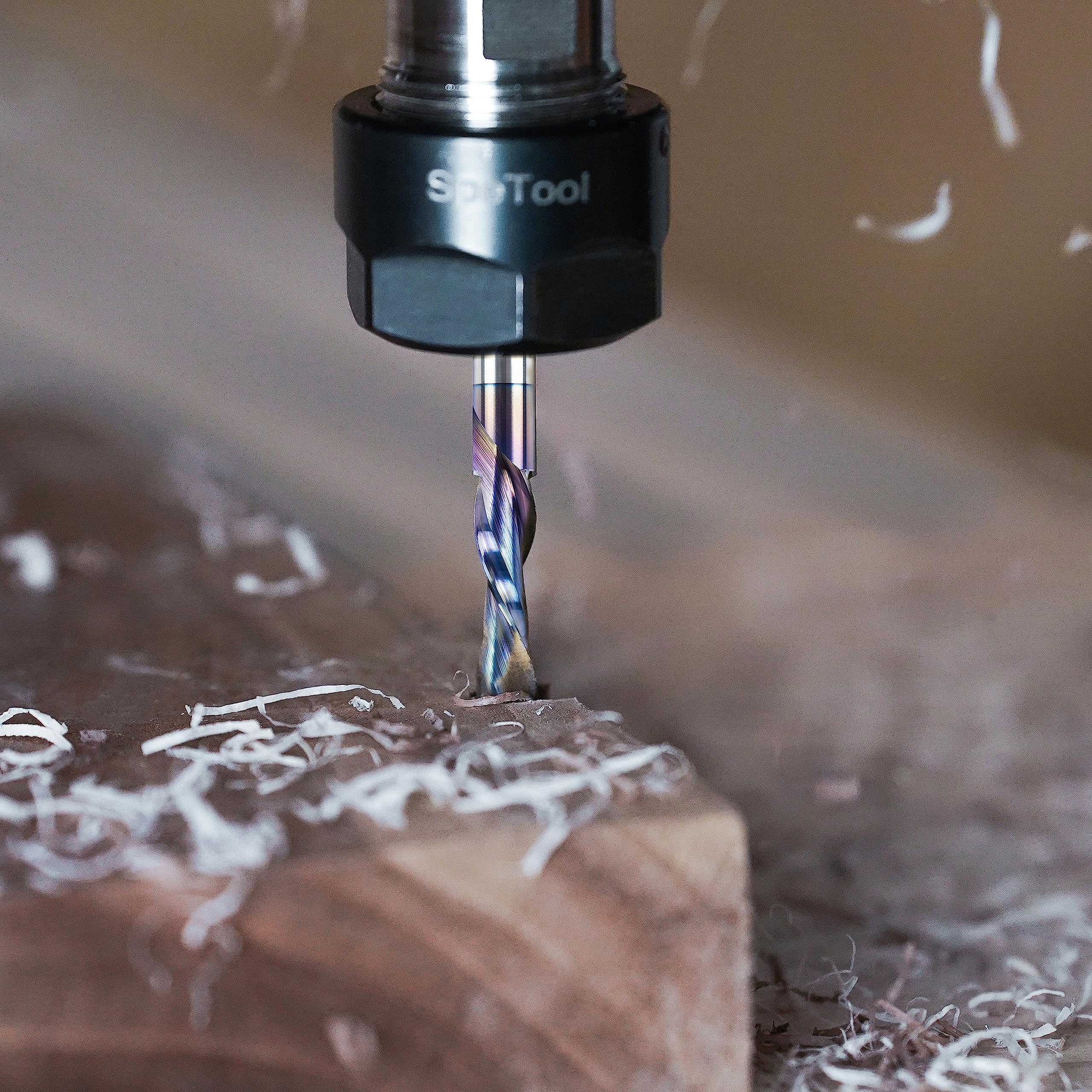 SpeTool Spiralnutfräser 8mm Schaft Upcut 32mm Schnittlänge Spiralfräser mit SPE-X Beschichtung CNC Fräser für Oberfräse 2 Flöten Nutfräser VHM Schaftfräser Holzfräser Langlochfräser Holz Router Bit