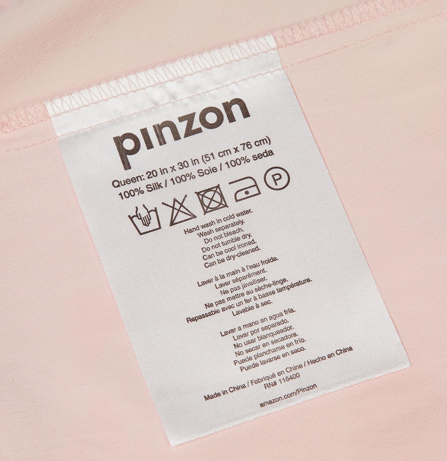 Amazon Brand – Pinzon Mulberry Silk Pillowcase - Standard, Blush