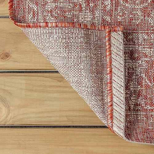 Miniatura 4 de JONATHAN Y SMB100A-8 - Alfombra bohemia con textura floral para interiores y exteriores, color rojogris topo, 8 pies x 10 pies, alfombra de área,
